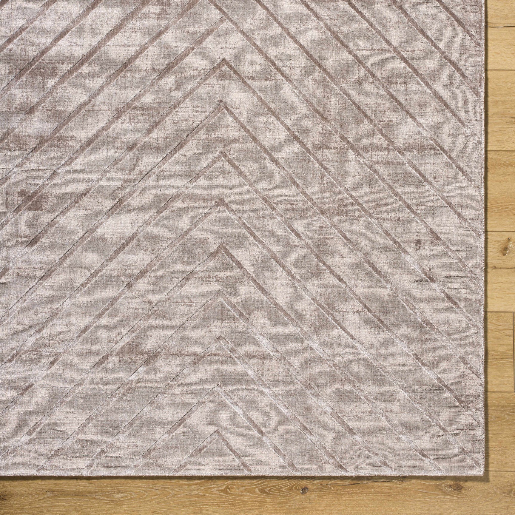 Tavran Taupe Subtle Linear Texture Cottage Farmhouse Viscose Handmade Area Rug - Clearance