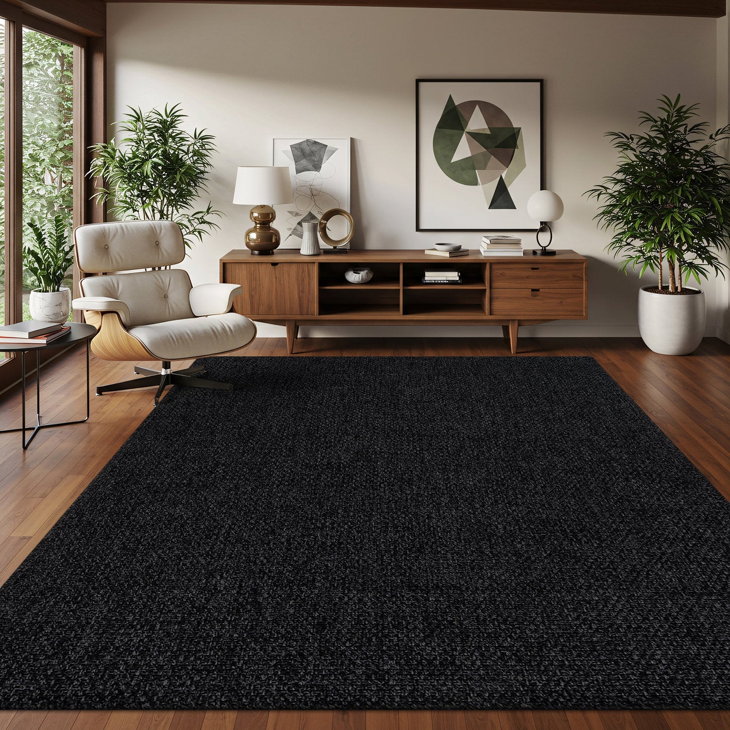 Jorena Dark Gray Jute-Look Rug | Durable Area Rug