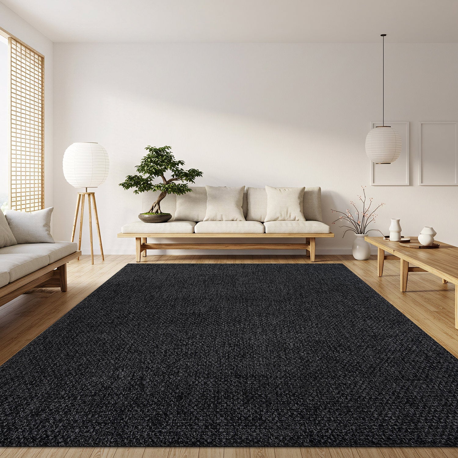Jorena Dark Gray Jute-Look Rug | Durable Area Rug