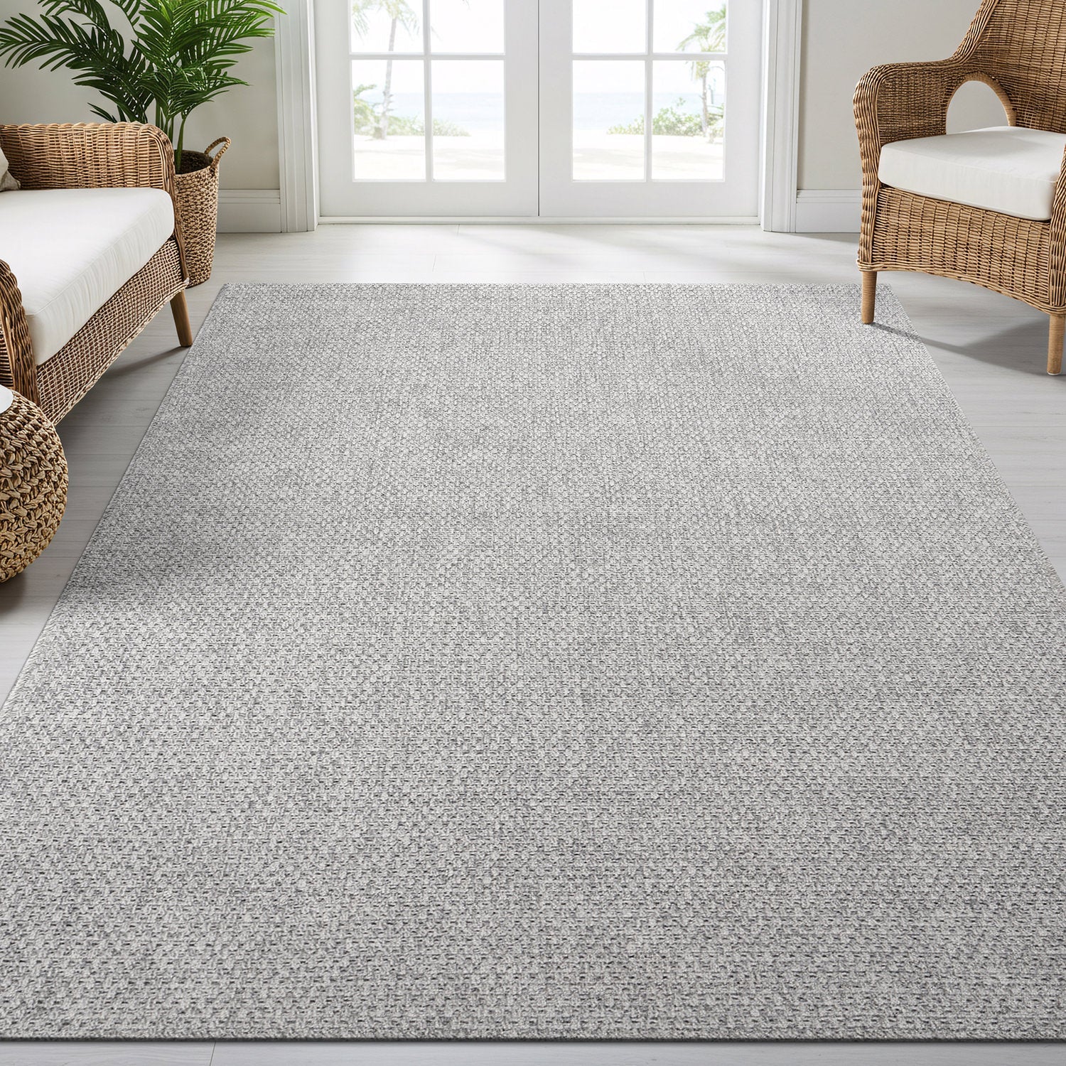 Jorena Gray Jute-Look Rug | Modern Indoor/Outdoor