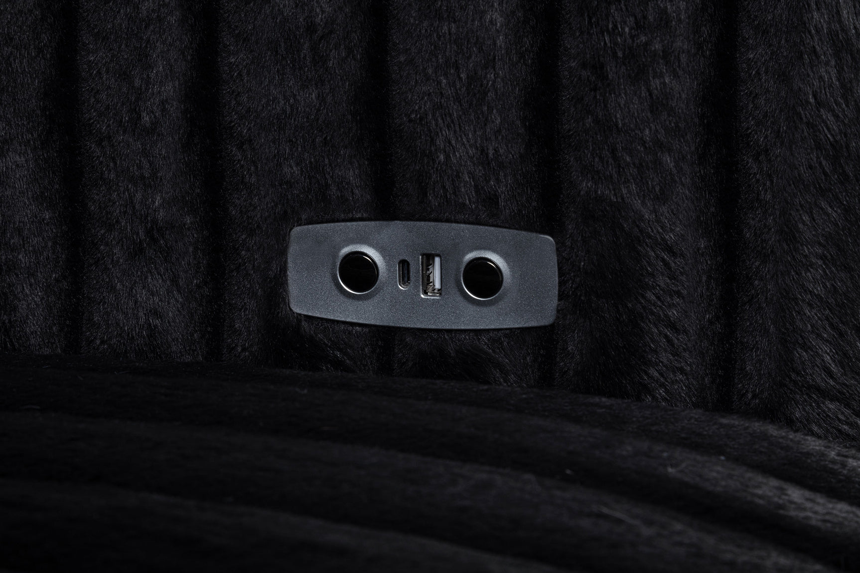 Jacana Black Corduroy Upholstered Dual Power Chaise Sofa - Ornate Home