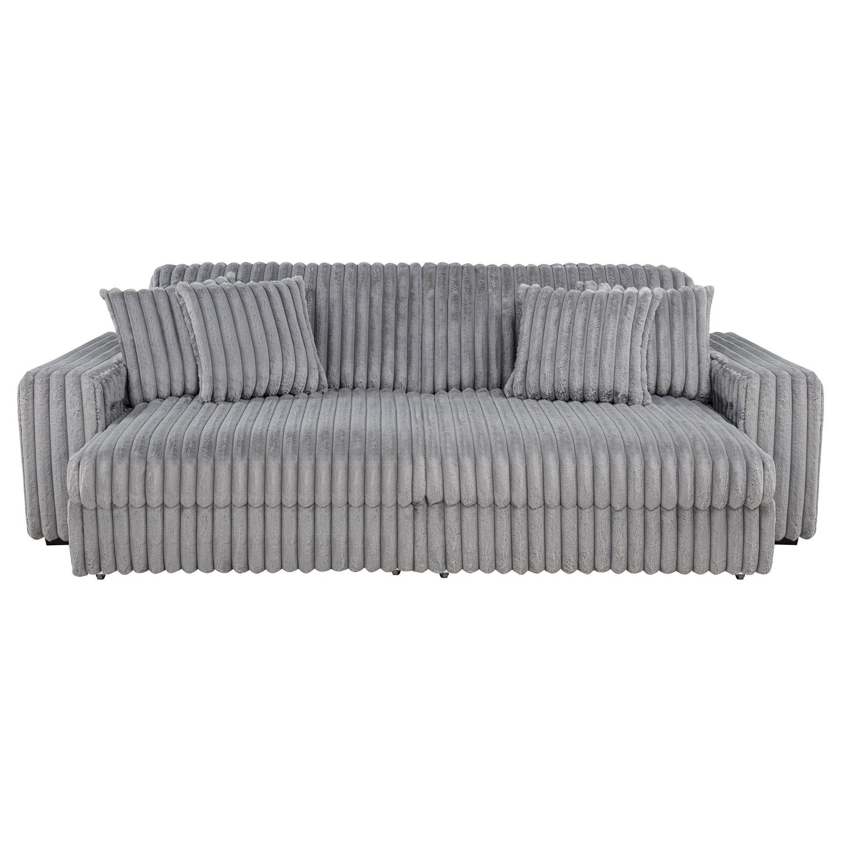 Jacana Grey Corduroy Upholstered Dual Power Chaise Sofa - Ornate Home