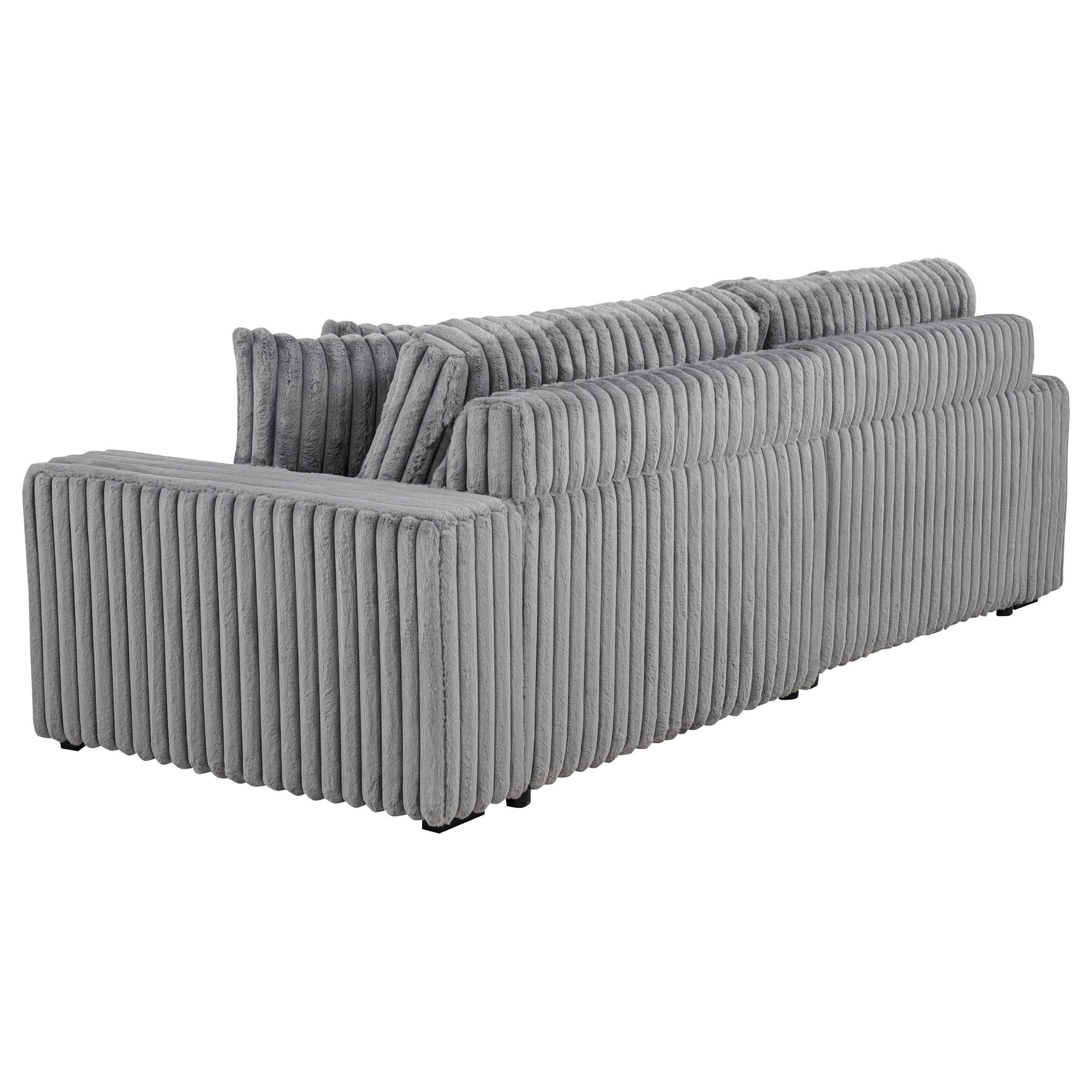 Jacana Grey Corduroy Upholstered Dual Power Chaise Sofa - Ornate Home