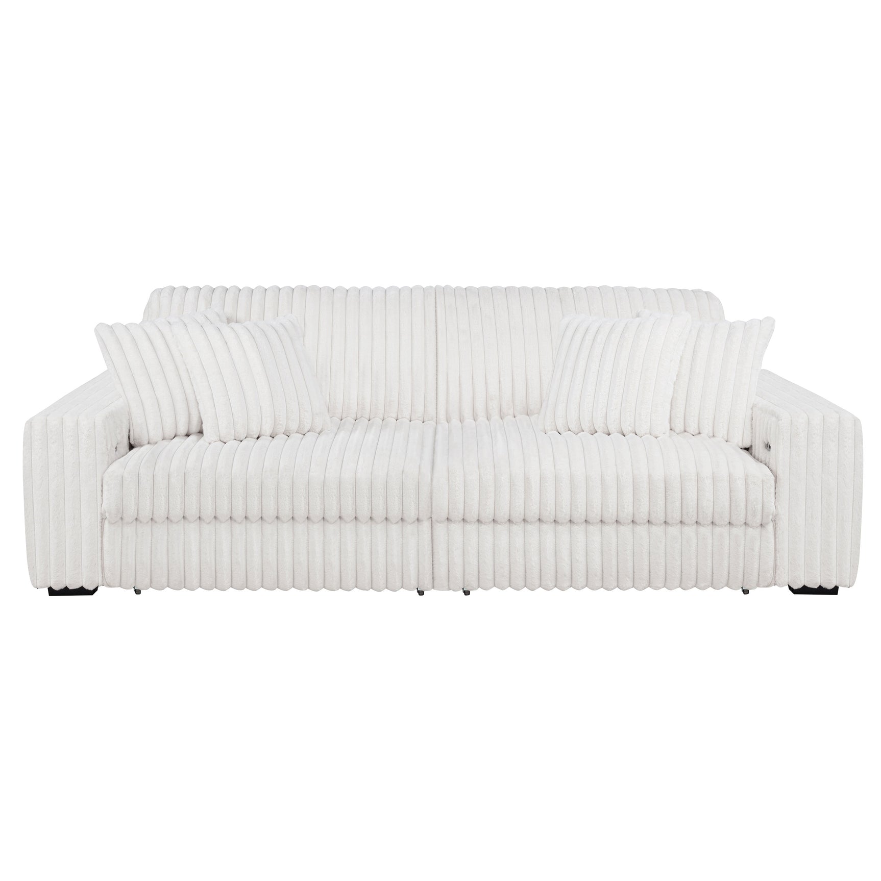 Jacana Ivory Corduroy Upholstered Dual Power Chaise Sofa - Ornate Home