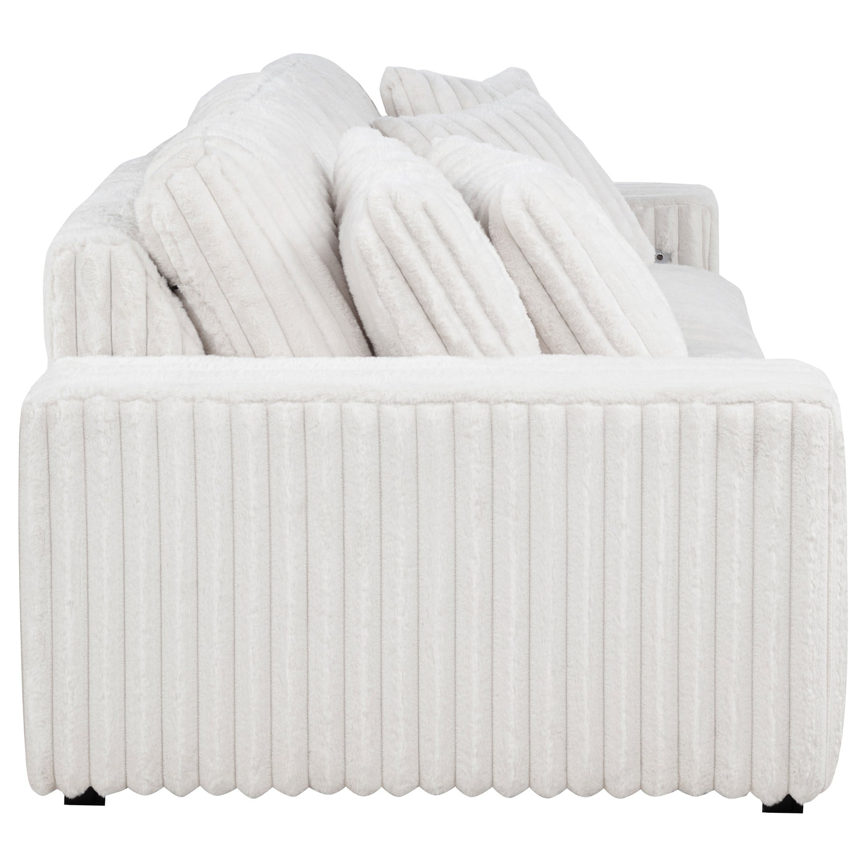 Jacana Ivory Corduroy Upholstered Dual Power Chaise Sofa - Ornate Home