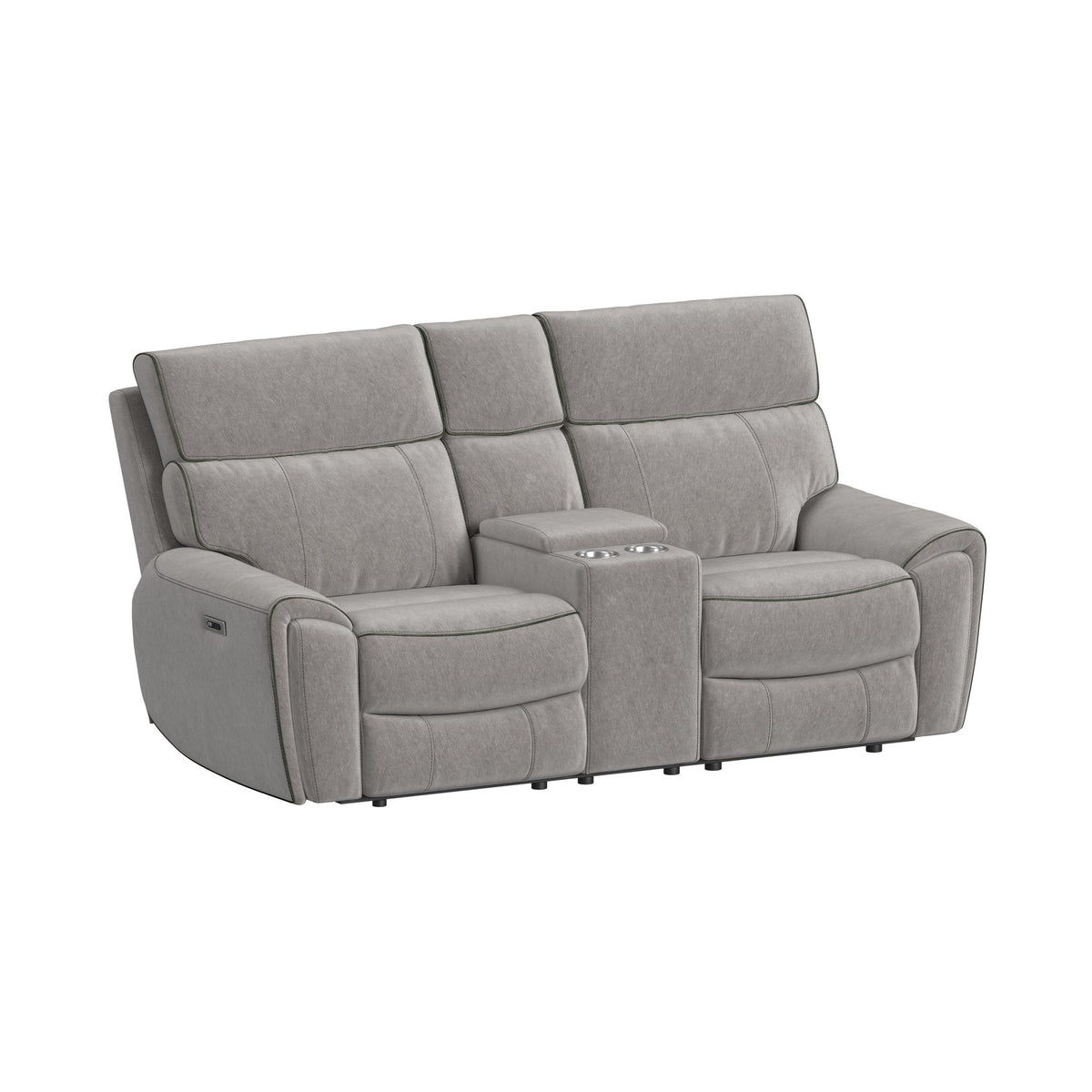 Jackpot Explore Light Grey P1 Loveseat with Console - Ornate Home