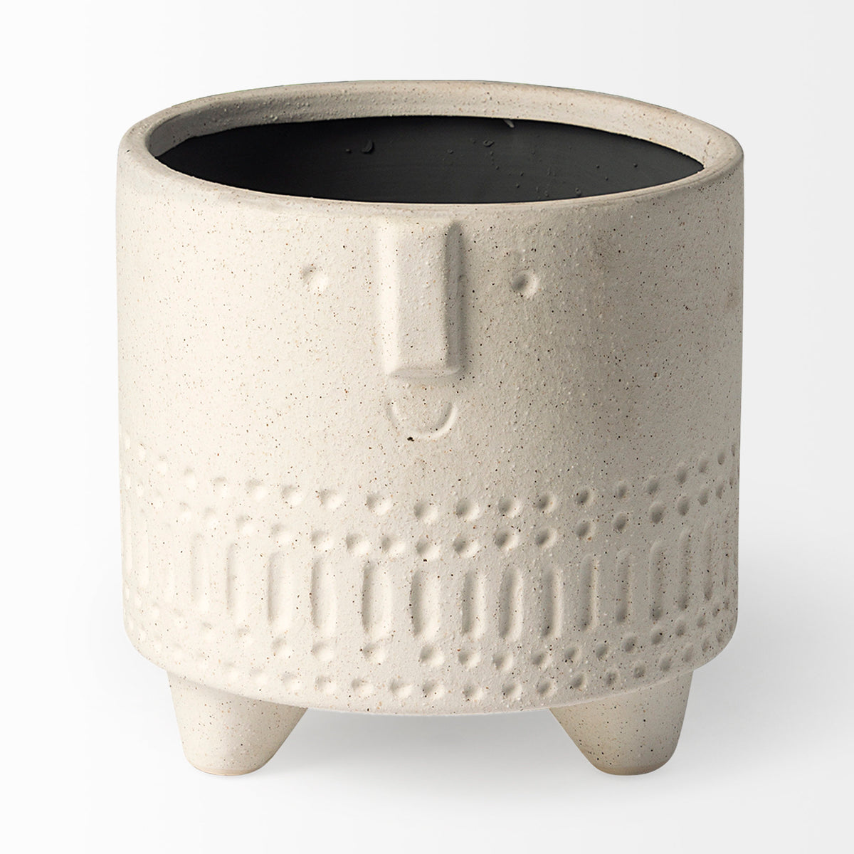 Jacob White Short Ceramic Smiling Face Vase - Ornate Home