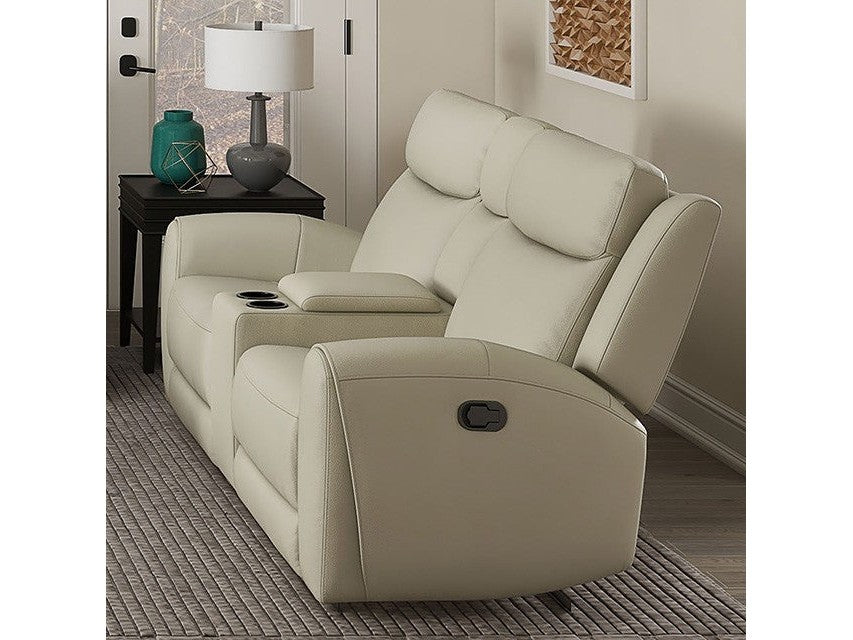 Jacobus Beige Leather Loveseat - Ornate Home