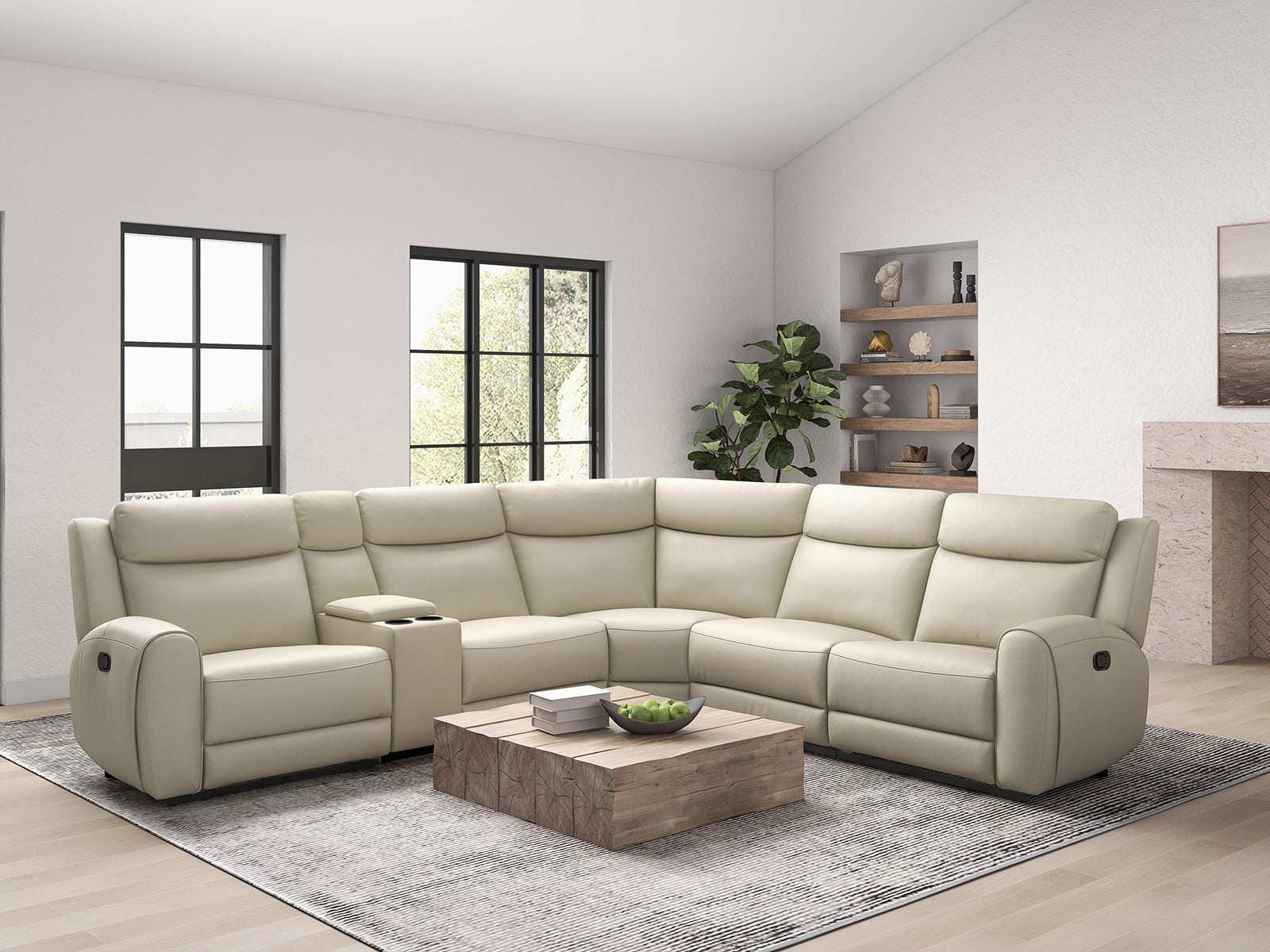 Jacobus Beige Leather Sectional - Ornate Home