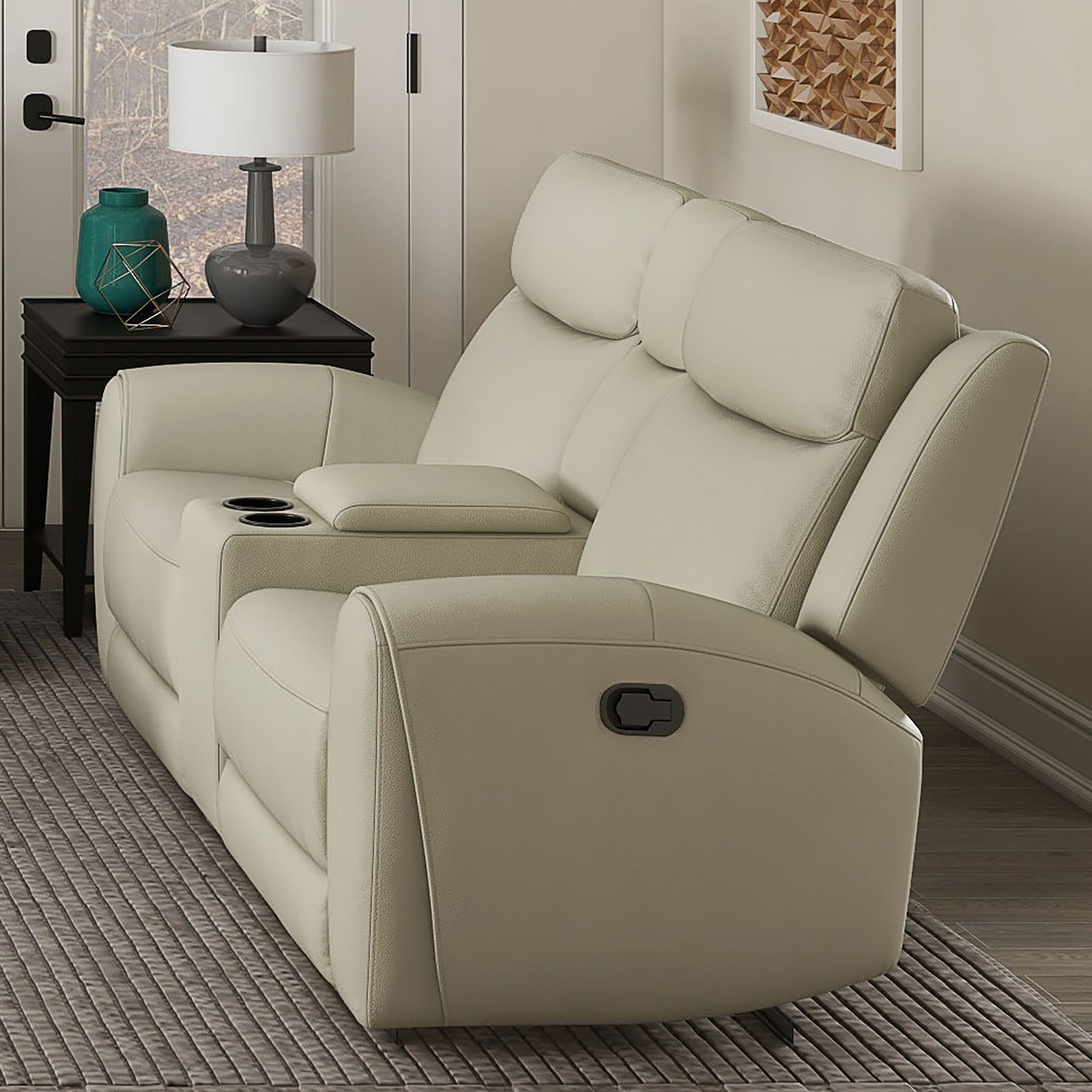 Jacobus Beige Leather Sofa & Loveseat - Ornate Home