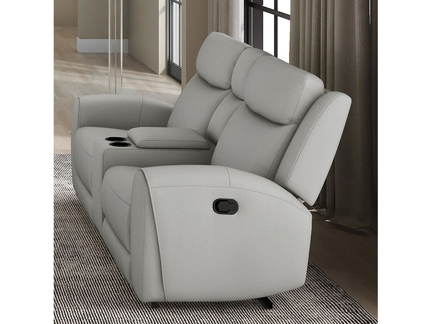 Jacobus Light Gray Leather Loveseat - Ornate Home