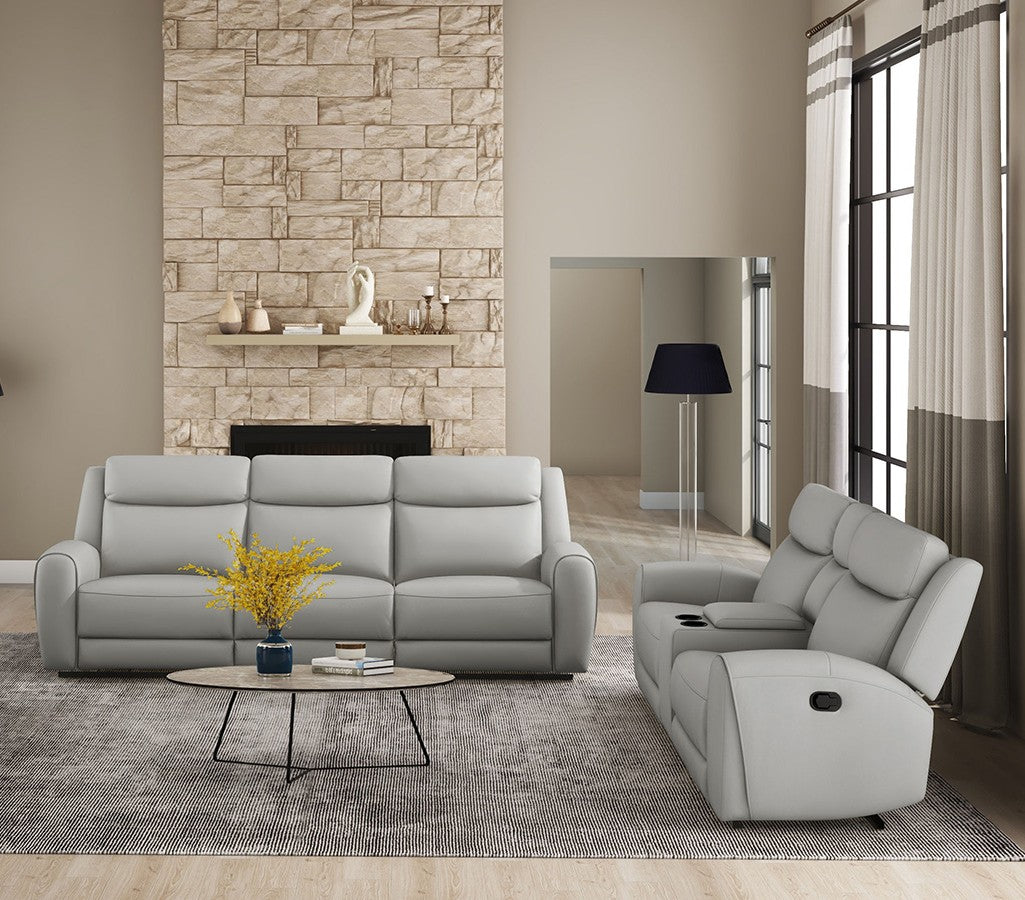 Jacobus Light Gray Leather Loveseat - Ornate Home