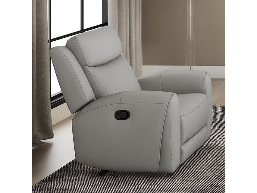 Jacobus Light Gray Leather Recliner - Ornate Home