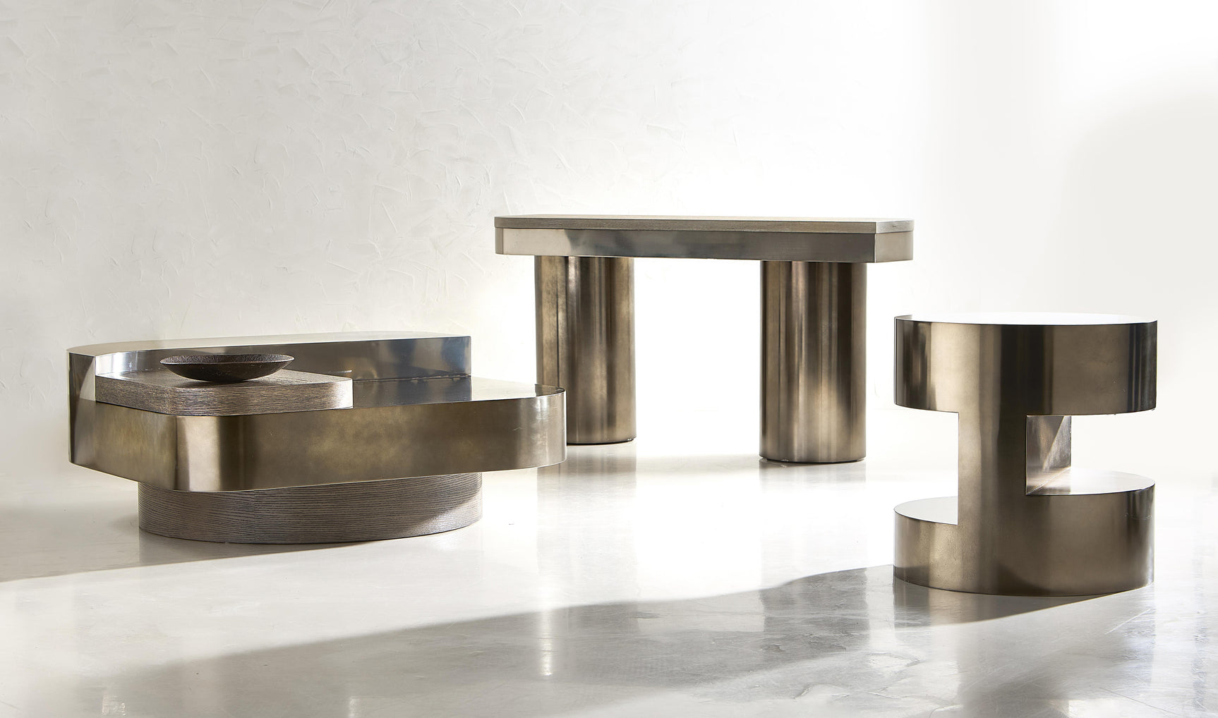 Jacopo Dark Bronze/Light Bronze/Weathered Greige Console Table - Ornate Home