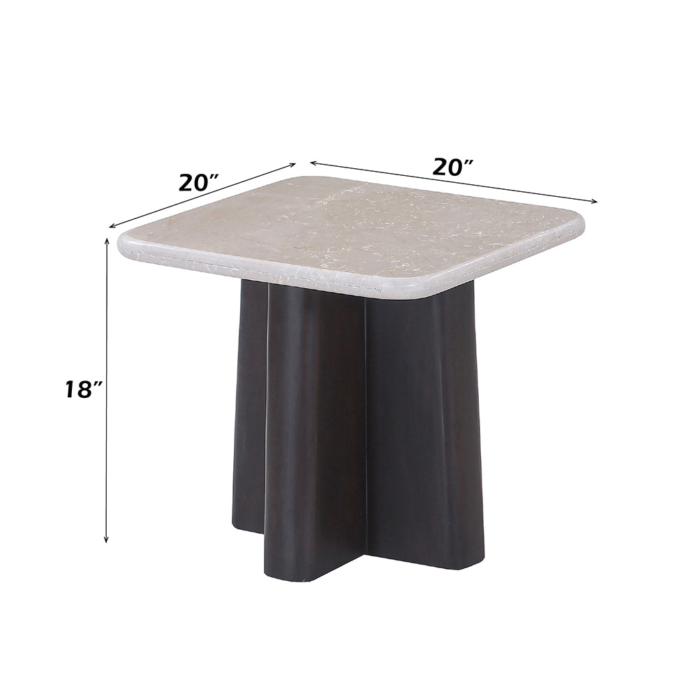 Jacory BottIcino Natural Marble Top/ Espresso End Table - Ornate Home