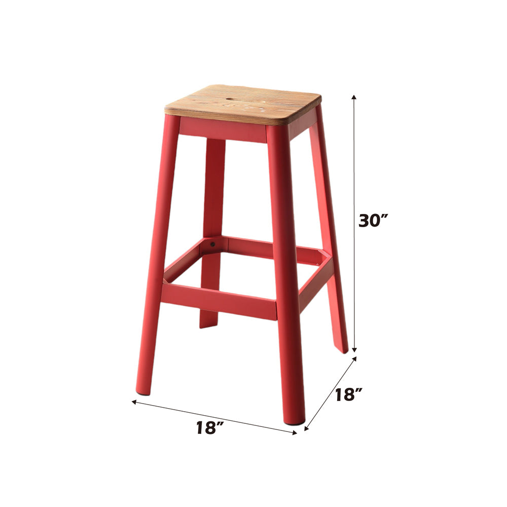 Jacotte Natural & Red Bar Stool (1Pc) - Ornate Home