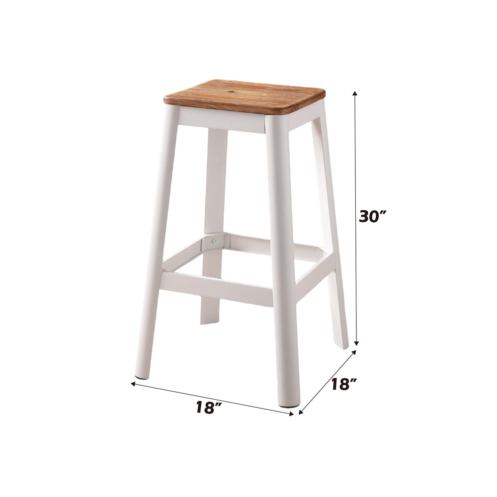 Jacotte Natural & White Bar Stool (1Pc) - Ornate Home