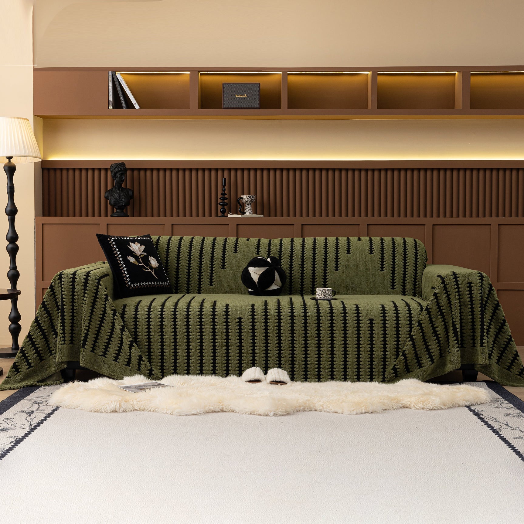 Jacquard Fleece Throw Blanket for Couch Plush Fuzzy Cozy Soft Blankets and Throws for Sofa - Ornate Home