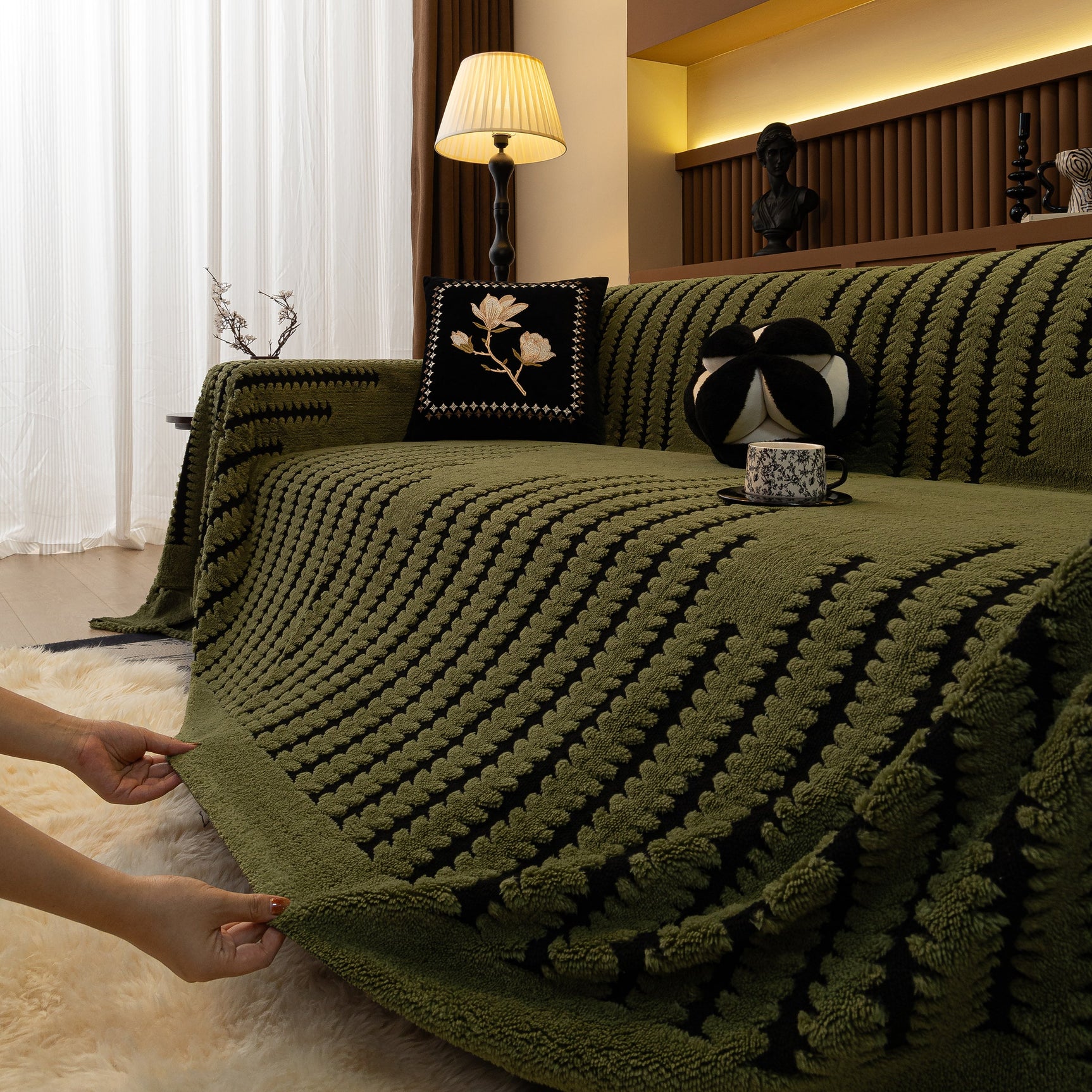 Jacquard Fleece Throw Blanket for Couch Plush Fuzzy Cozy Soft Blankets and Throws for Sofa - Ornate Home