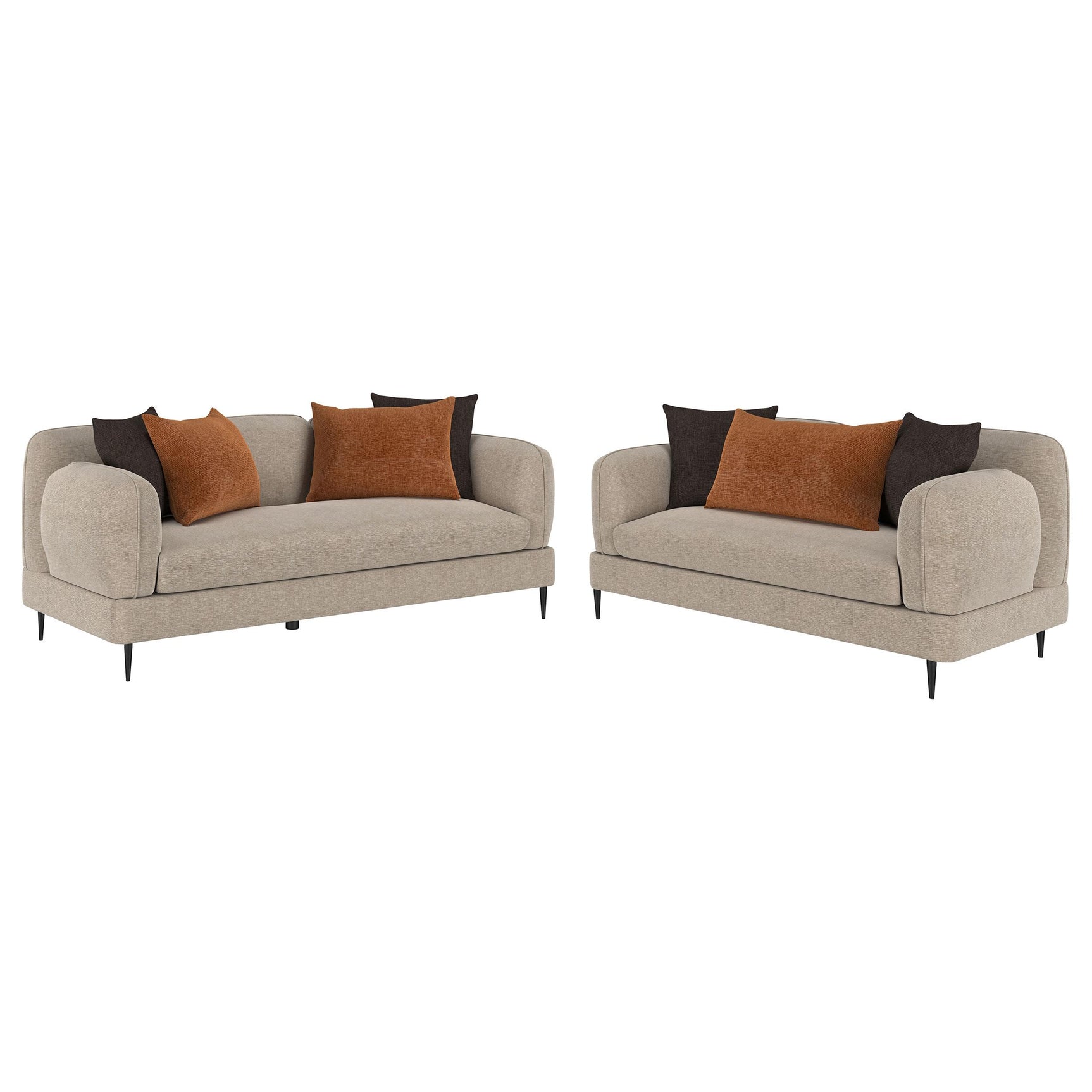 Jade Latte 2-piece Chenille Upholstered Sofa Set - Ornate Home