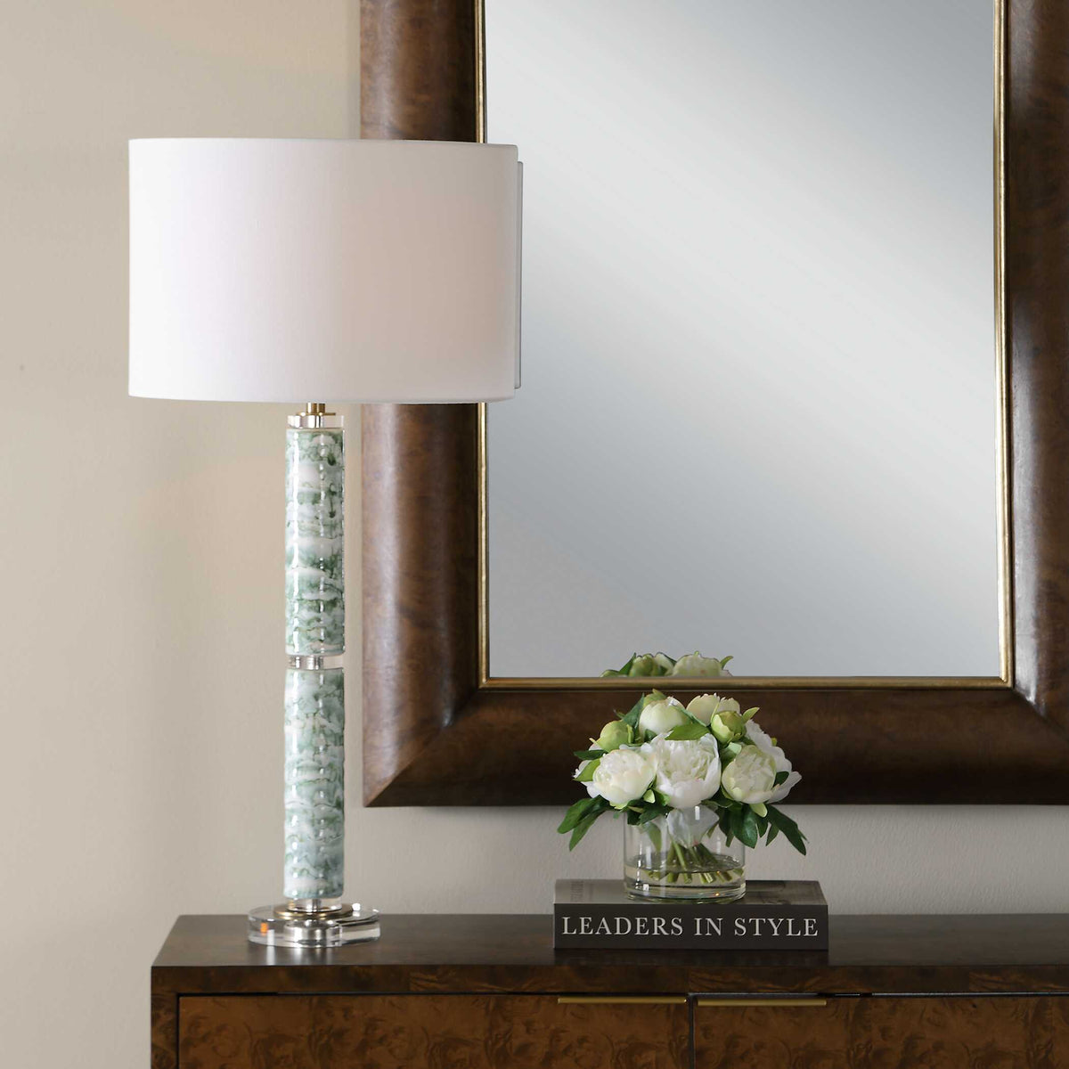 Jameis Green/White Marbled Table Lamp - Ornate Home