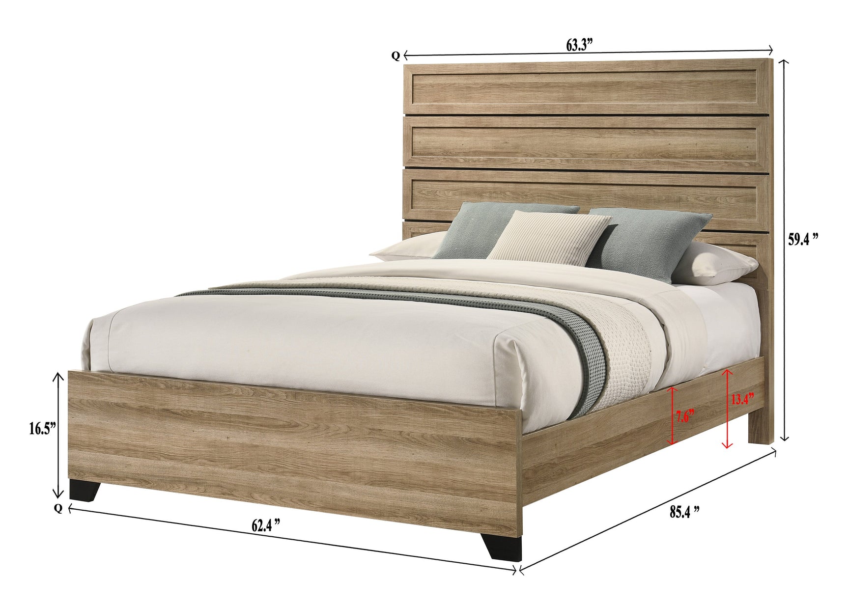 Jameson Natural Queen Panel Bed - Ornate Home