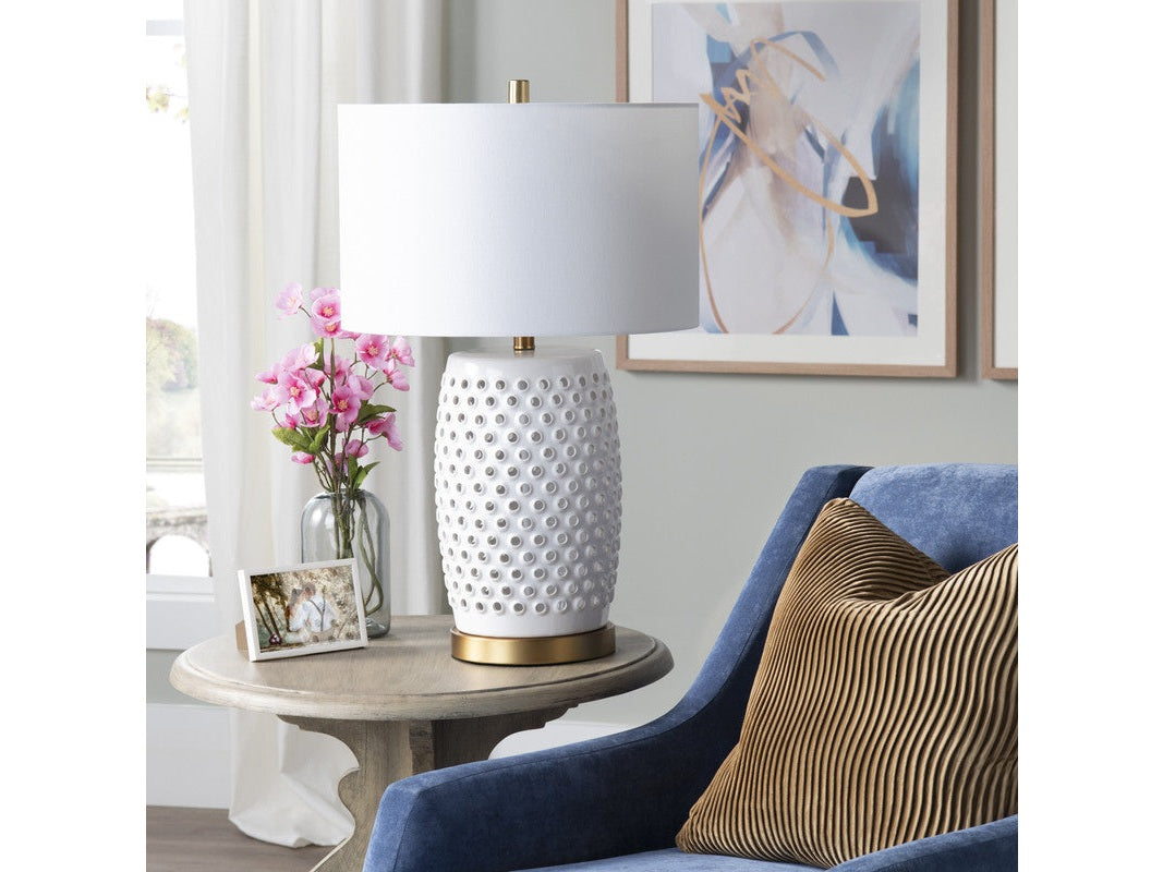 Jameson White Table Lamp With Nightlight - Ornate Home