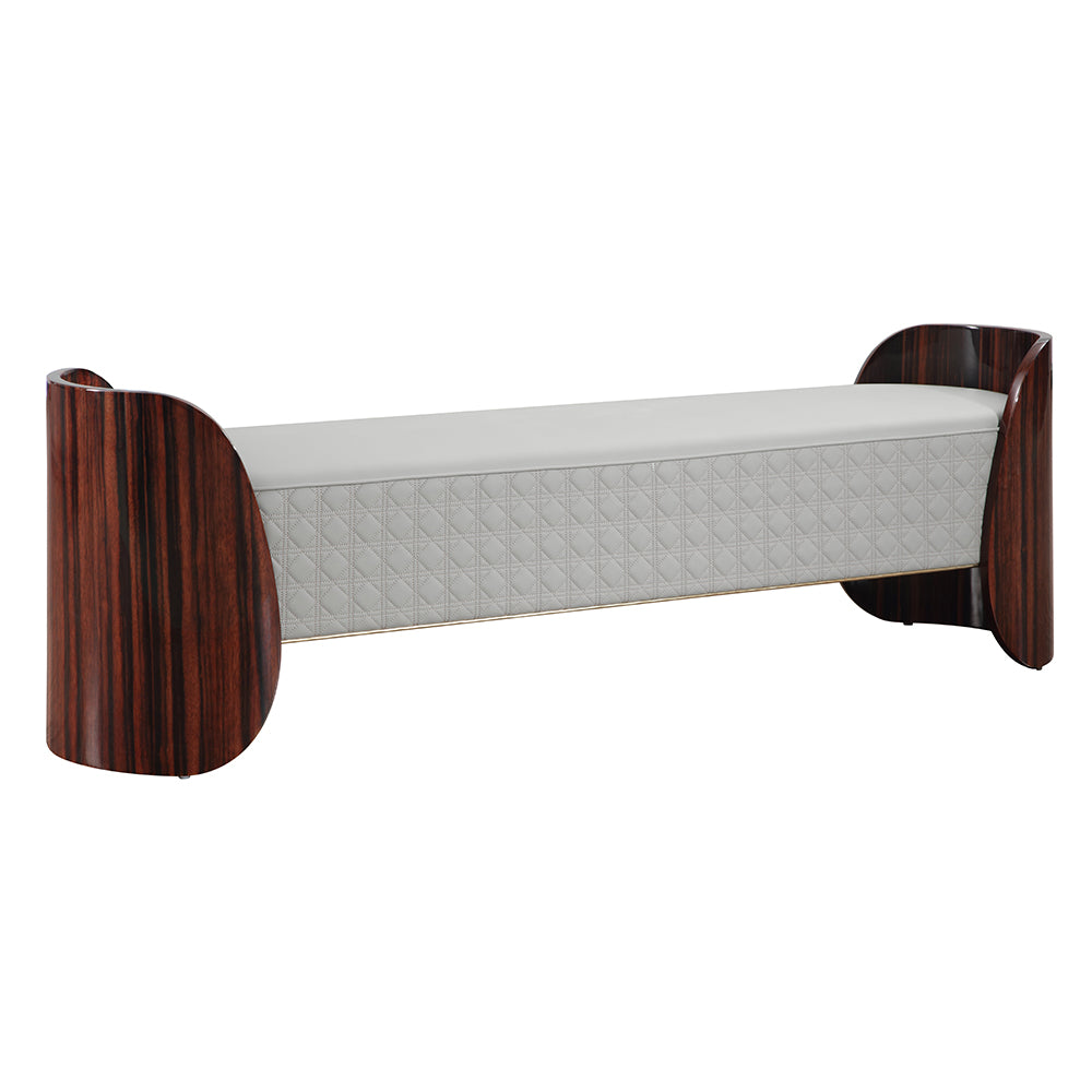 Jamonica Glossy Wood Grain/Beige Bench - Ornate Home