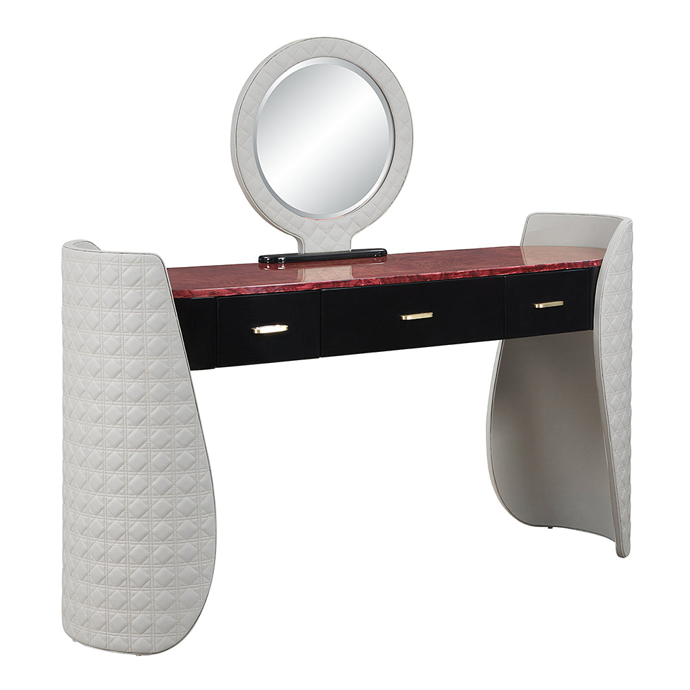 Jamonica Gray/Glossy Wood Grain Top Vanity Desk - Ornate Home