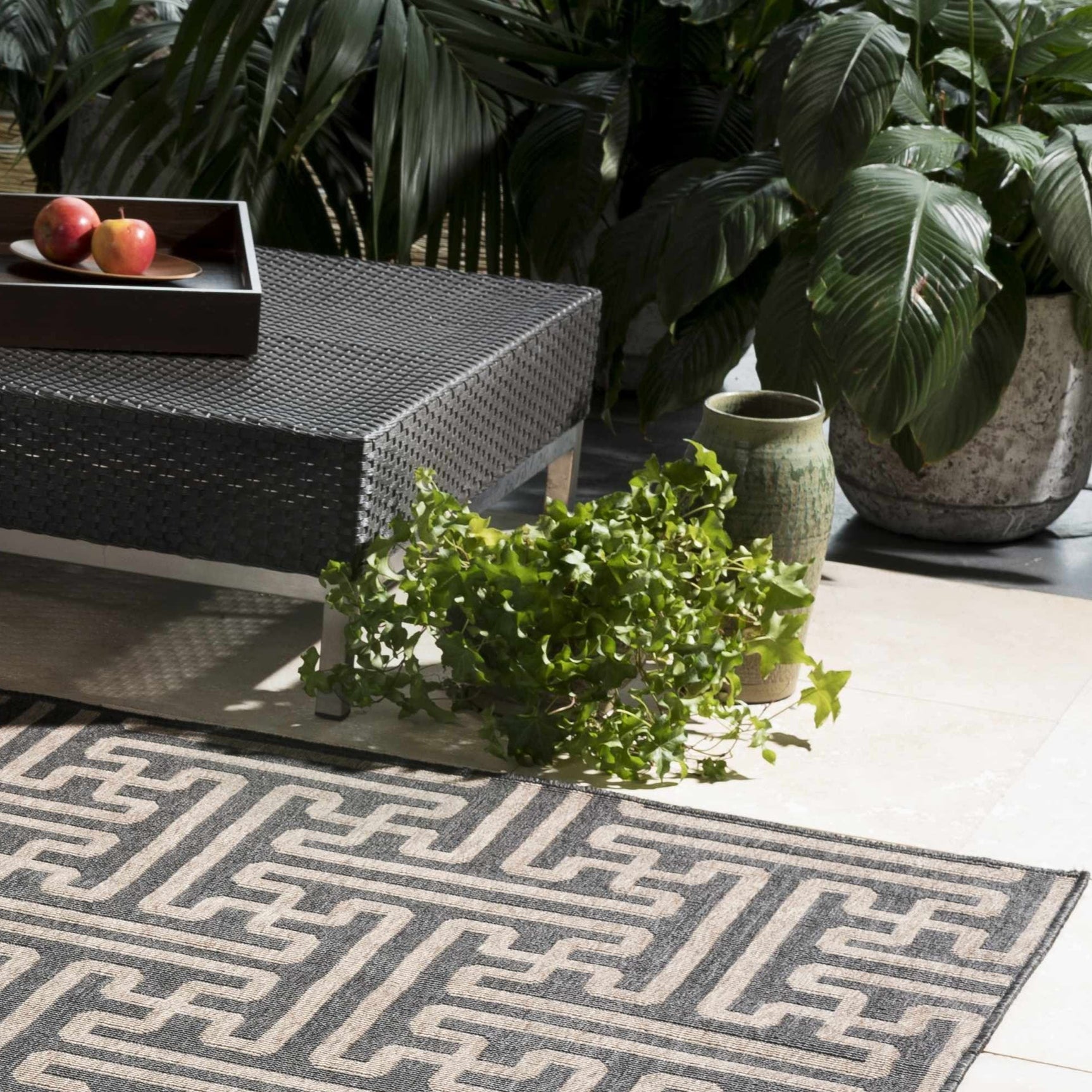 Janamuato White Geometric Cement Outdoor Planter - Ornate Home