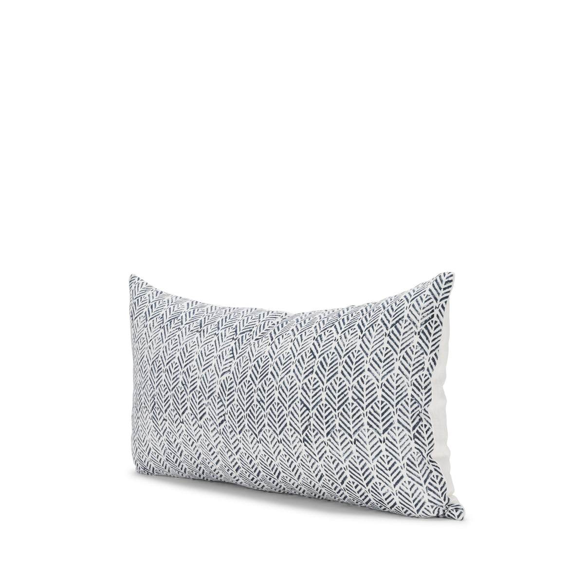 Janelle Cream/Indigo 14x26 Linen Lumbar Pillow Cover - Ornate Home
