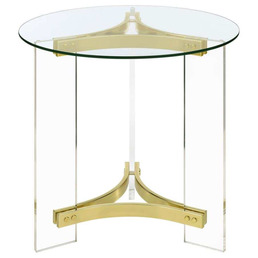 Janessa Clear & Matte Brass End Table w/ Acrylic Legs - Ornate Home