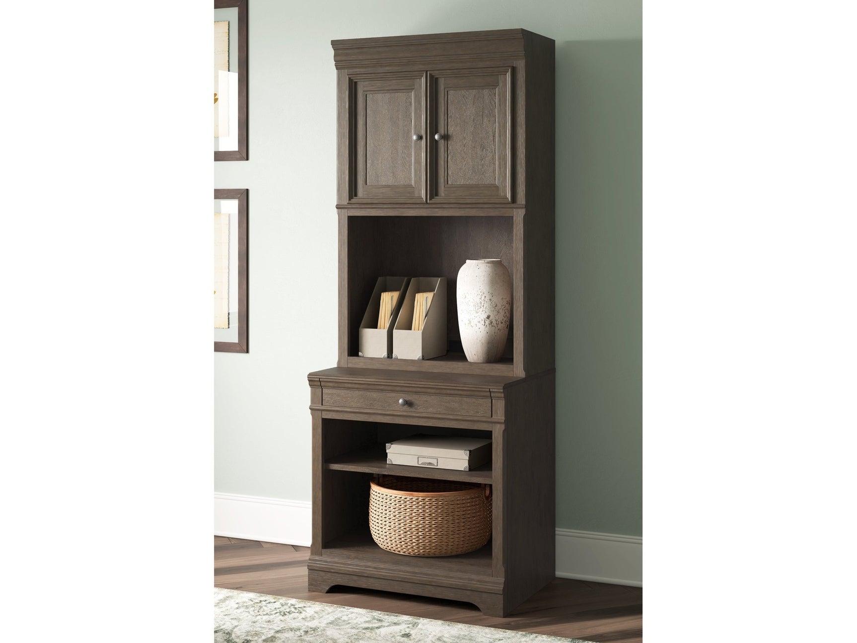 Janismore Weathered Gray Bookcase - Ornate Home