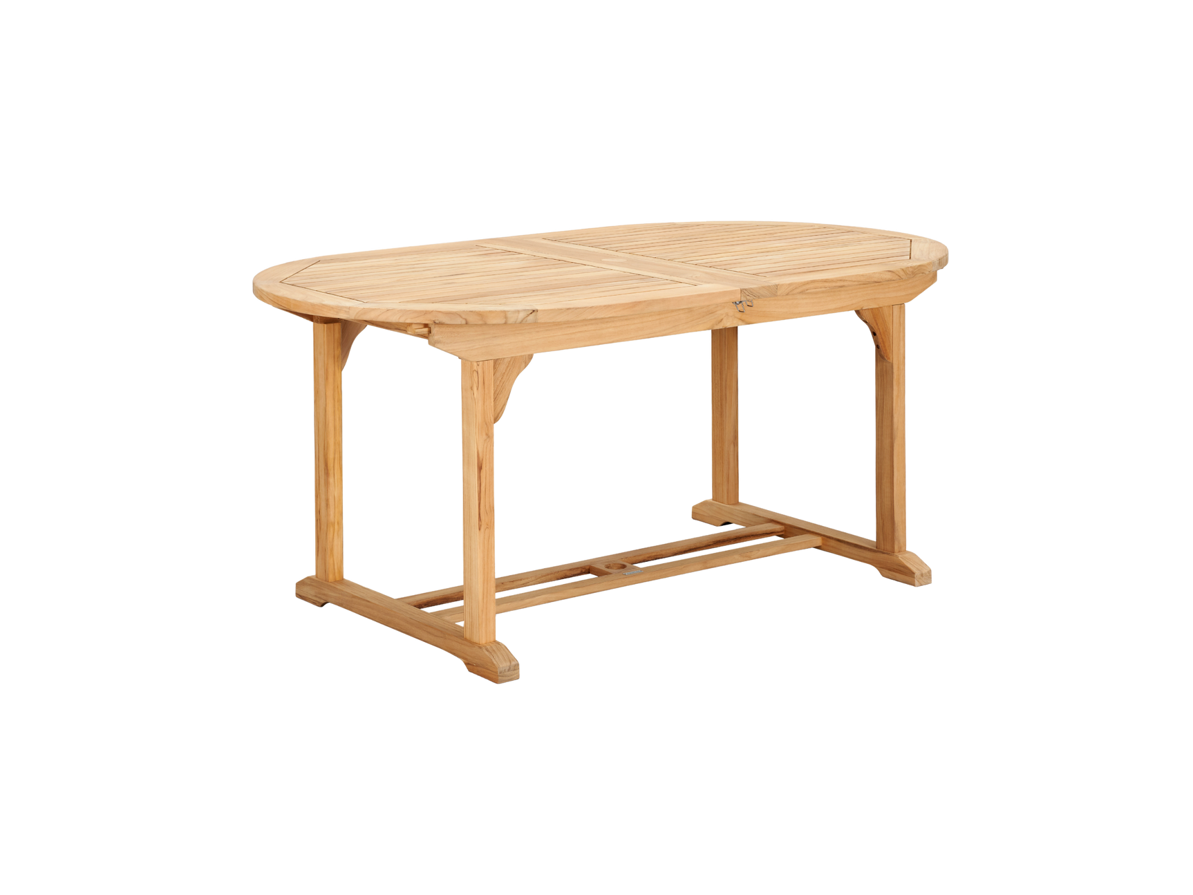 January Oval Teak Outdoor Dining Table with Double Extensions and Umbrella Hole - Ornate Home