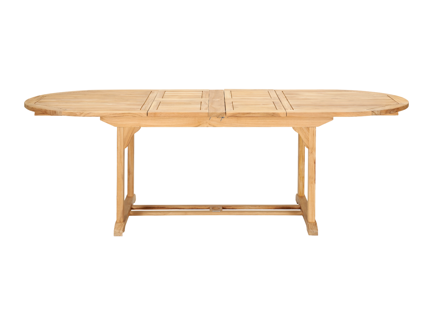 January Oval Teak Outdoor Dining Table with Double Extensions and Umbrella Hole - Ornate Home