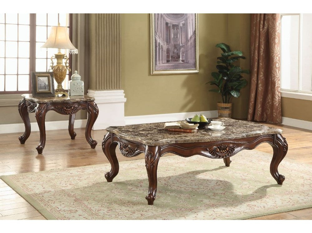Jardena Marble & Cherry Oak Coffee Table - Ornate Home