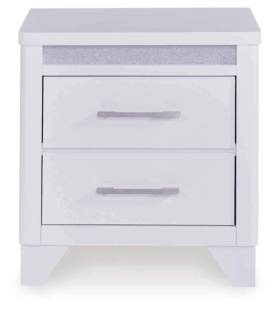 Jarlee White Queen Upholstered Panel Bed, Dresser, Mirror, Chest and 2 Nightstands (Online Special Price) - Ornate Home