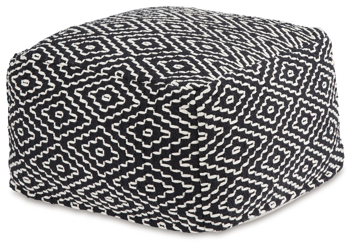 Jasett Black/Ivory Pouf - Ornate Home