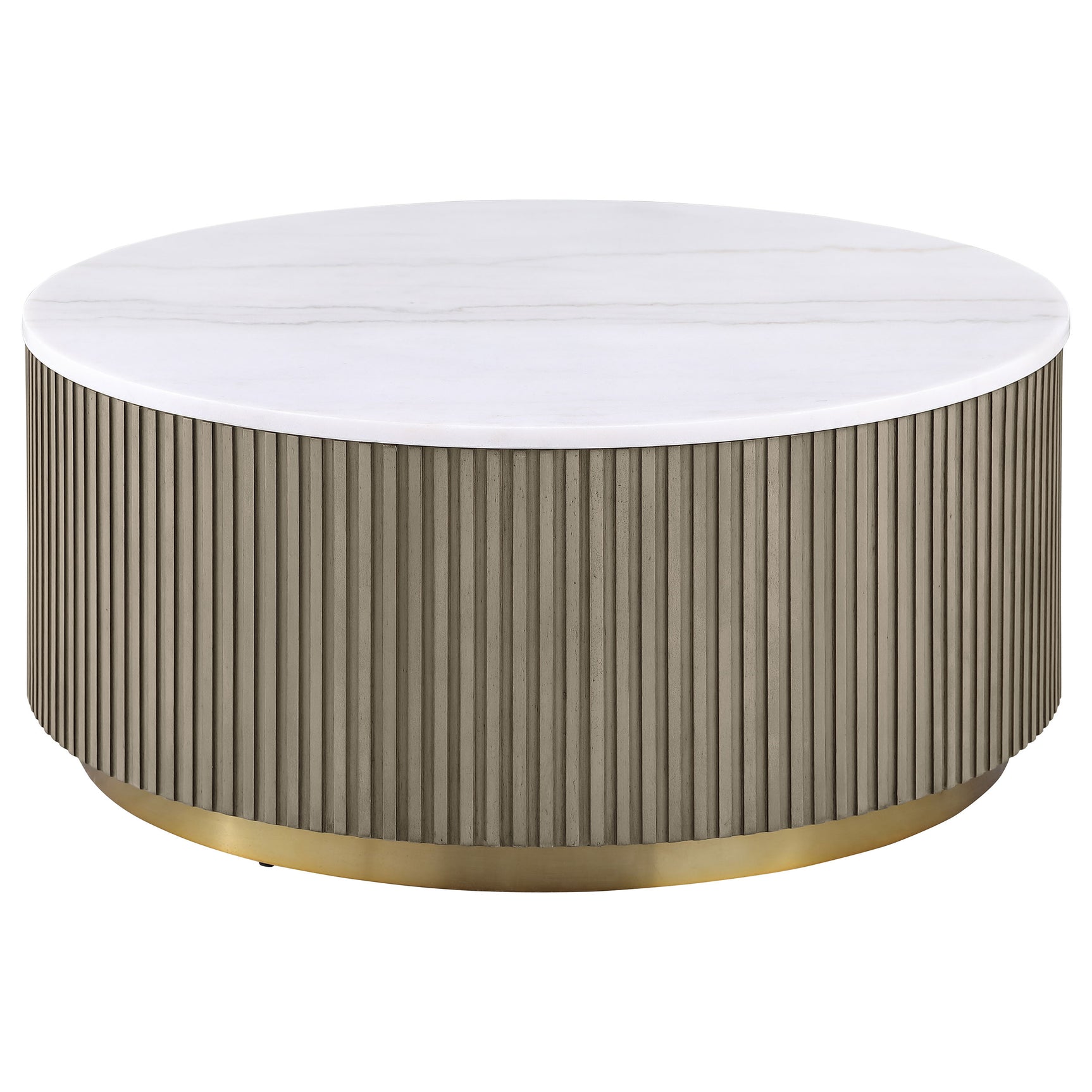 Jason Greige Round White Marble Top Coffee Table - Ornate Home