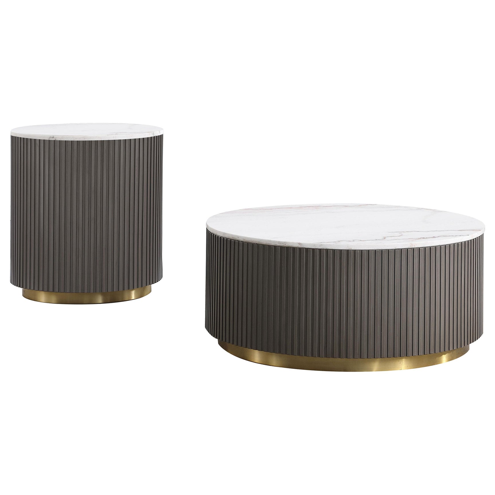 Jason White 2-piece Round Marble Coffee and End Table Set - Ornate Home