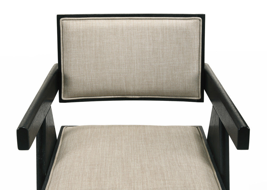 Jasper Ebony Black/Beige 21"W Fabric Dining Arm Chair (Set of 2) - Ornate Home