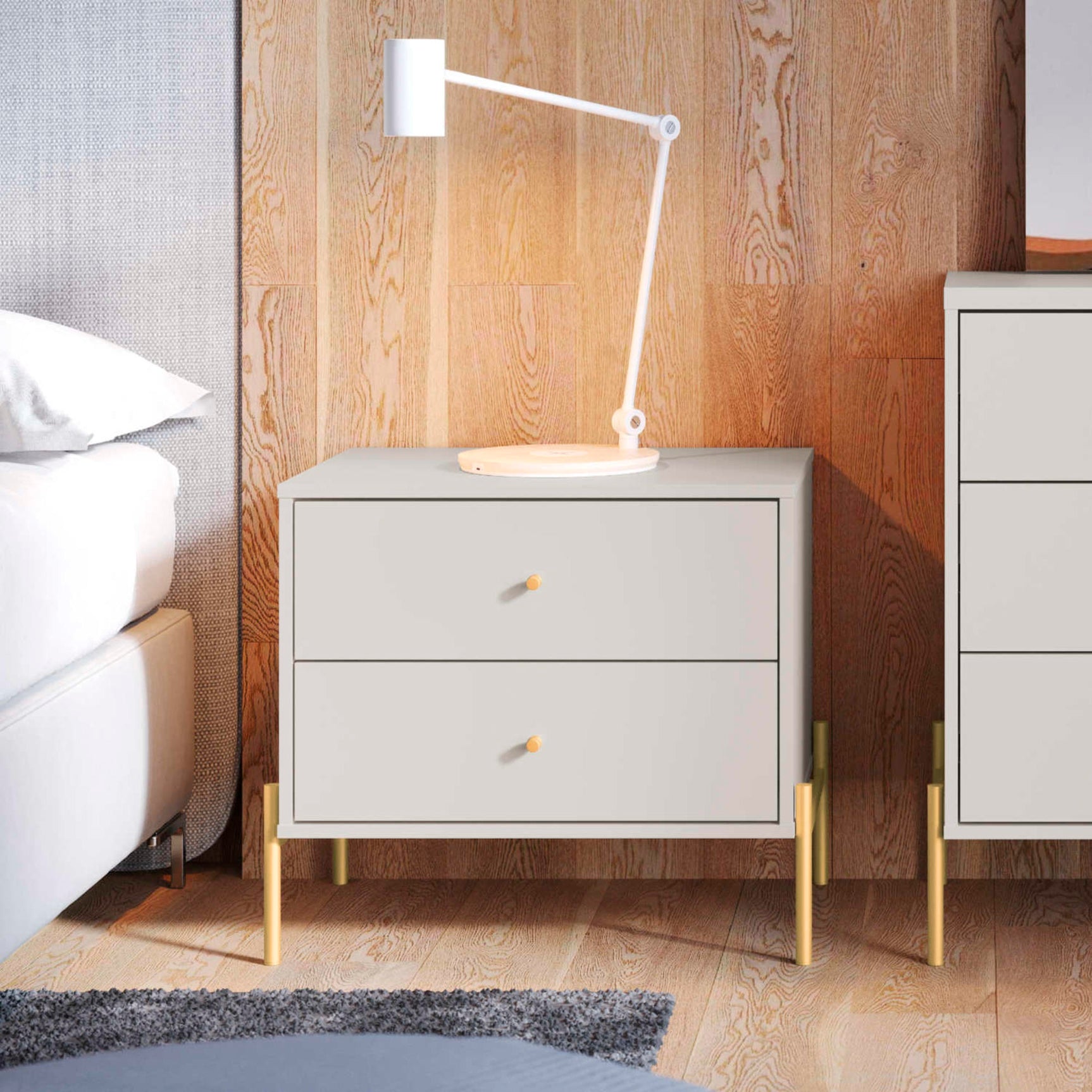Jasper Nightstand in White Gloss (set of 2) - Ornate Home