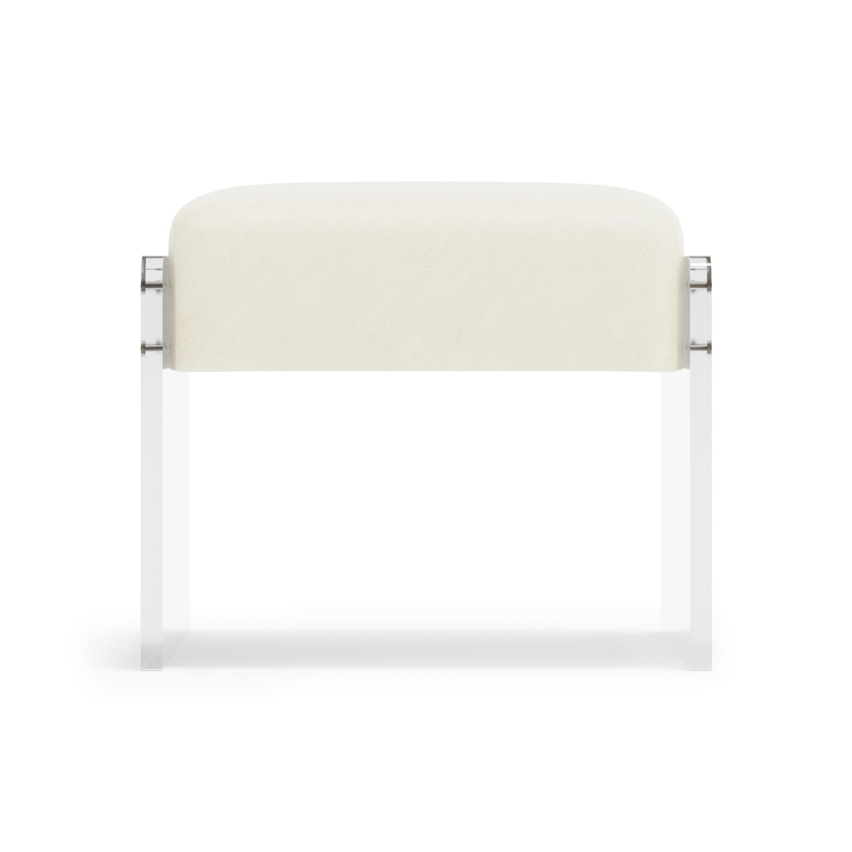 Jasper White/Cream/Acrylic Leather Ottoman - Ornate Home