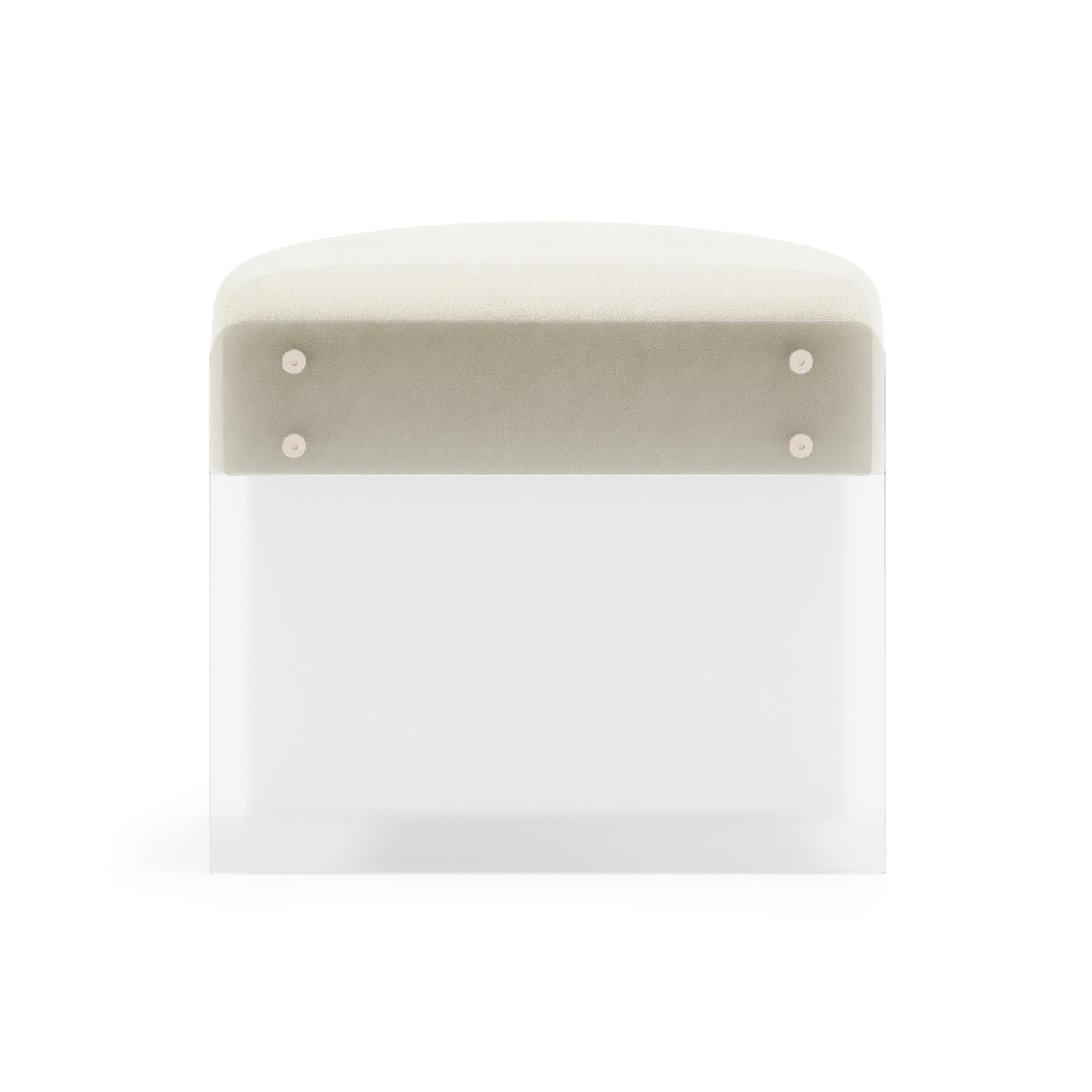 Jasper White/Cream/Acrylic Leather Ottoman - Ornate Home