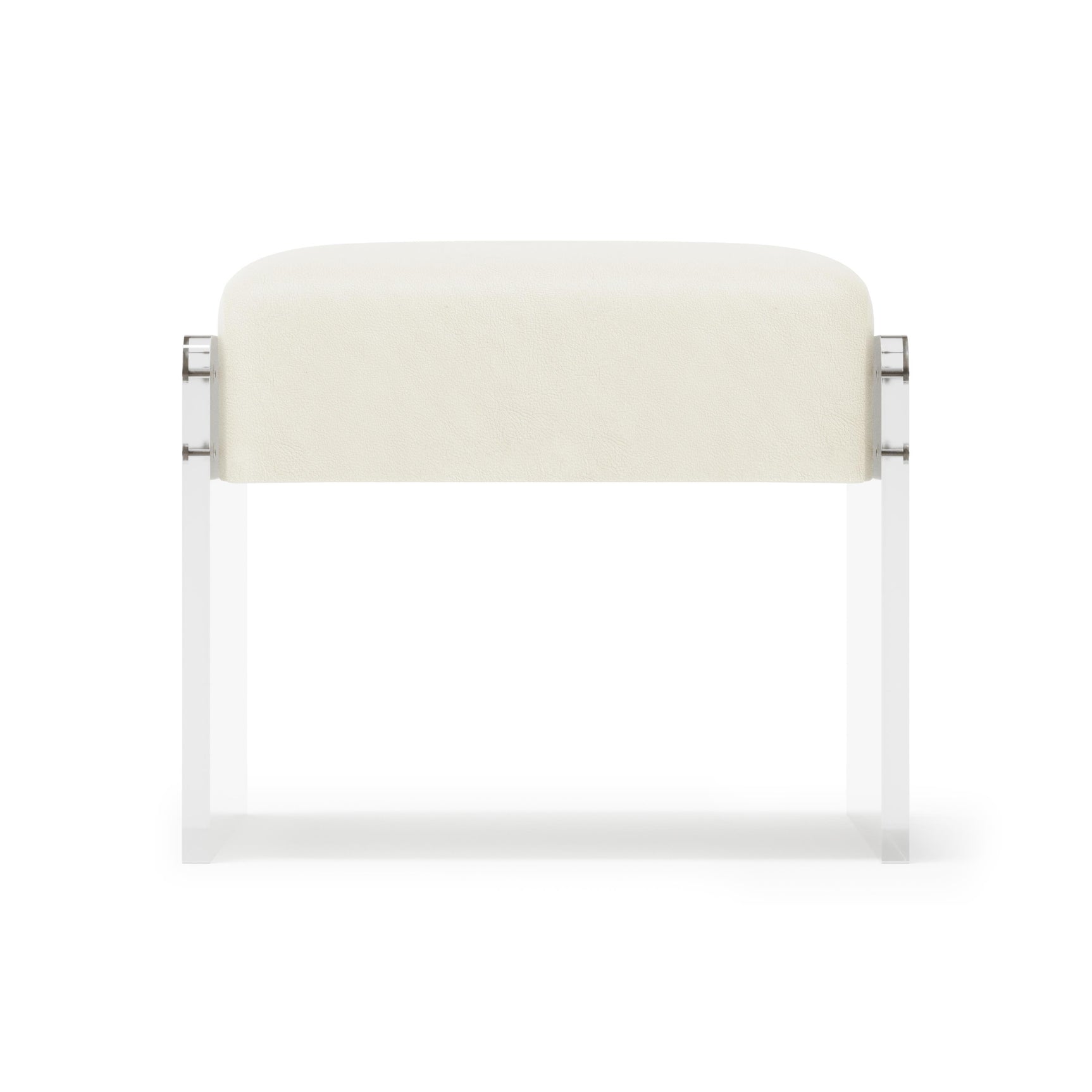 Jasper White/Cream/Acrylic Leather Ottoman - Ornate Home