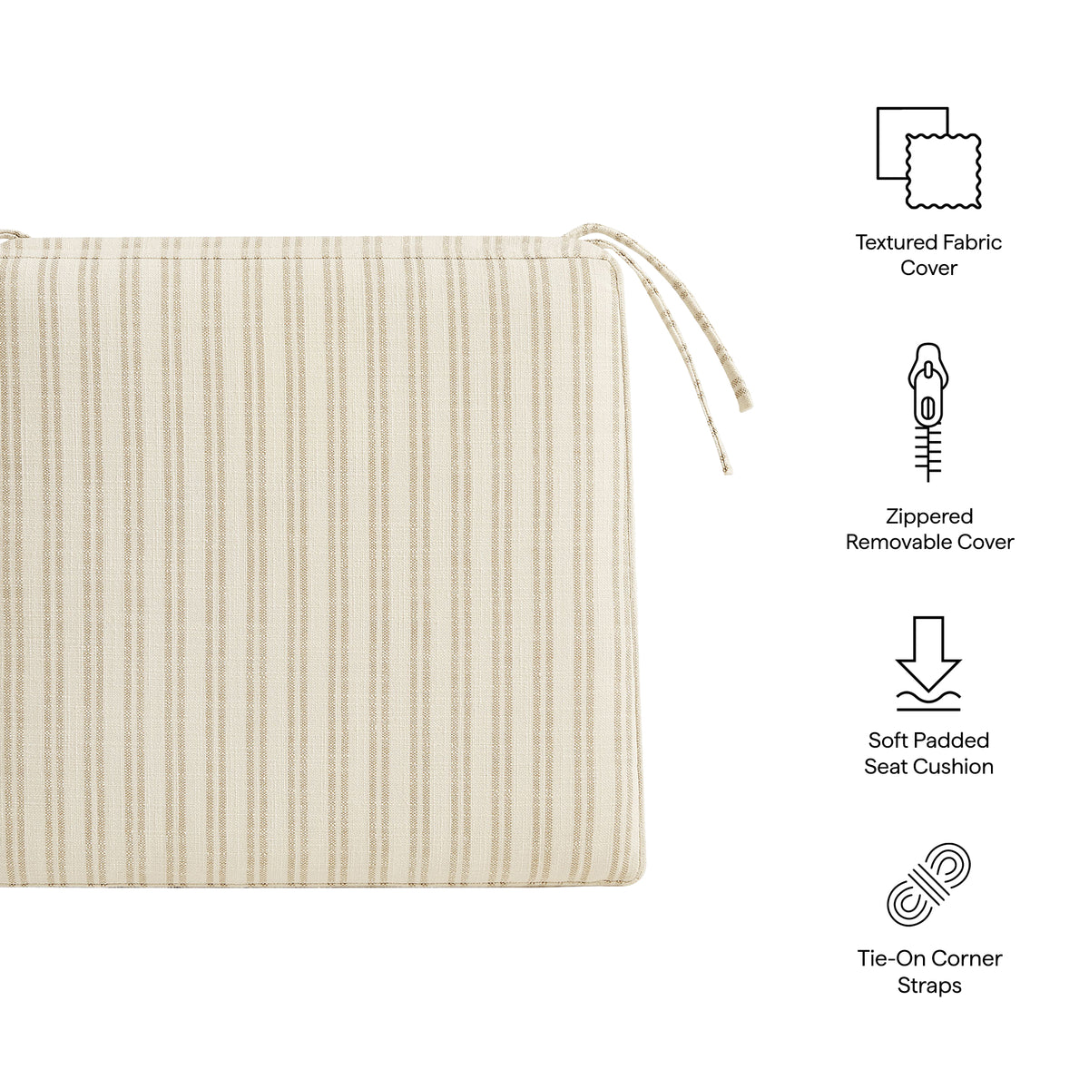 Jax Oatmeal Stripe Fabric Dining Chair Seat Cushion - Ornate Home