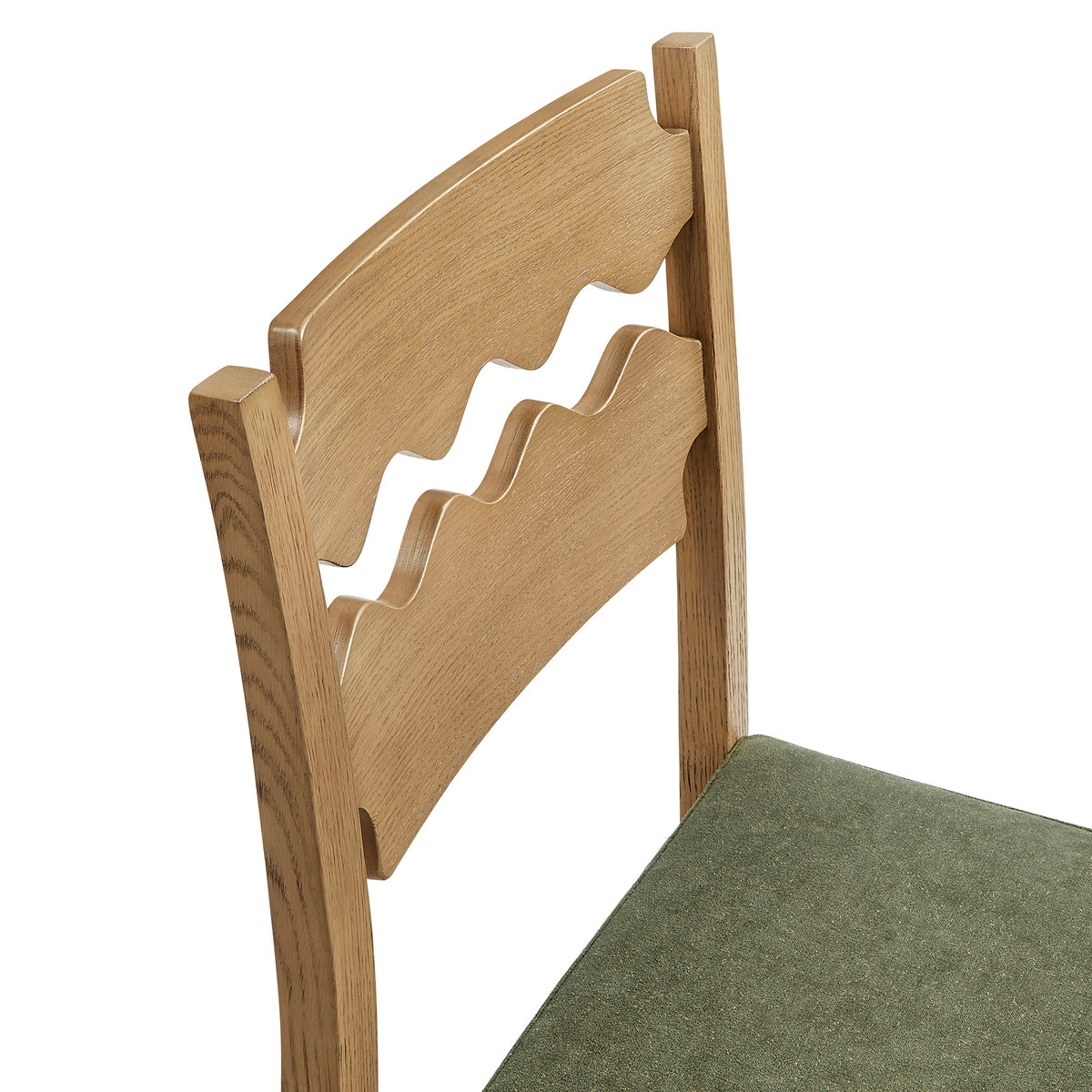 Jax Weathered Oak/Sage Oak Wood Bar Stool With Wavy Razor Back and Cushion - Ornate Home
