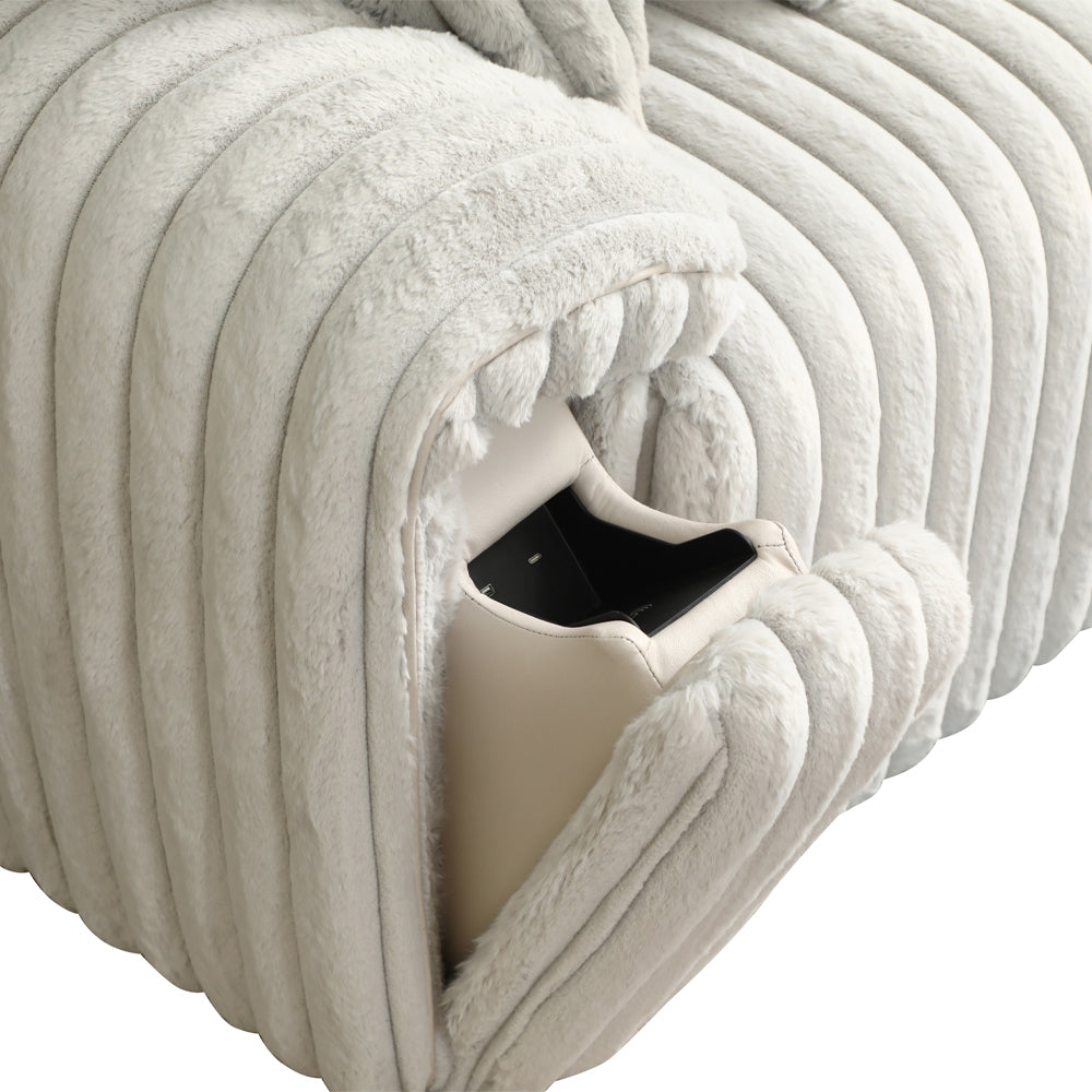 Jaya Mondo Gray Corduroy Power Motion Sofa w/Sleeper & USB Port - Ornate Home