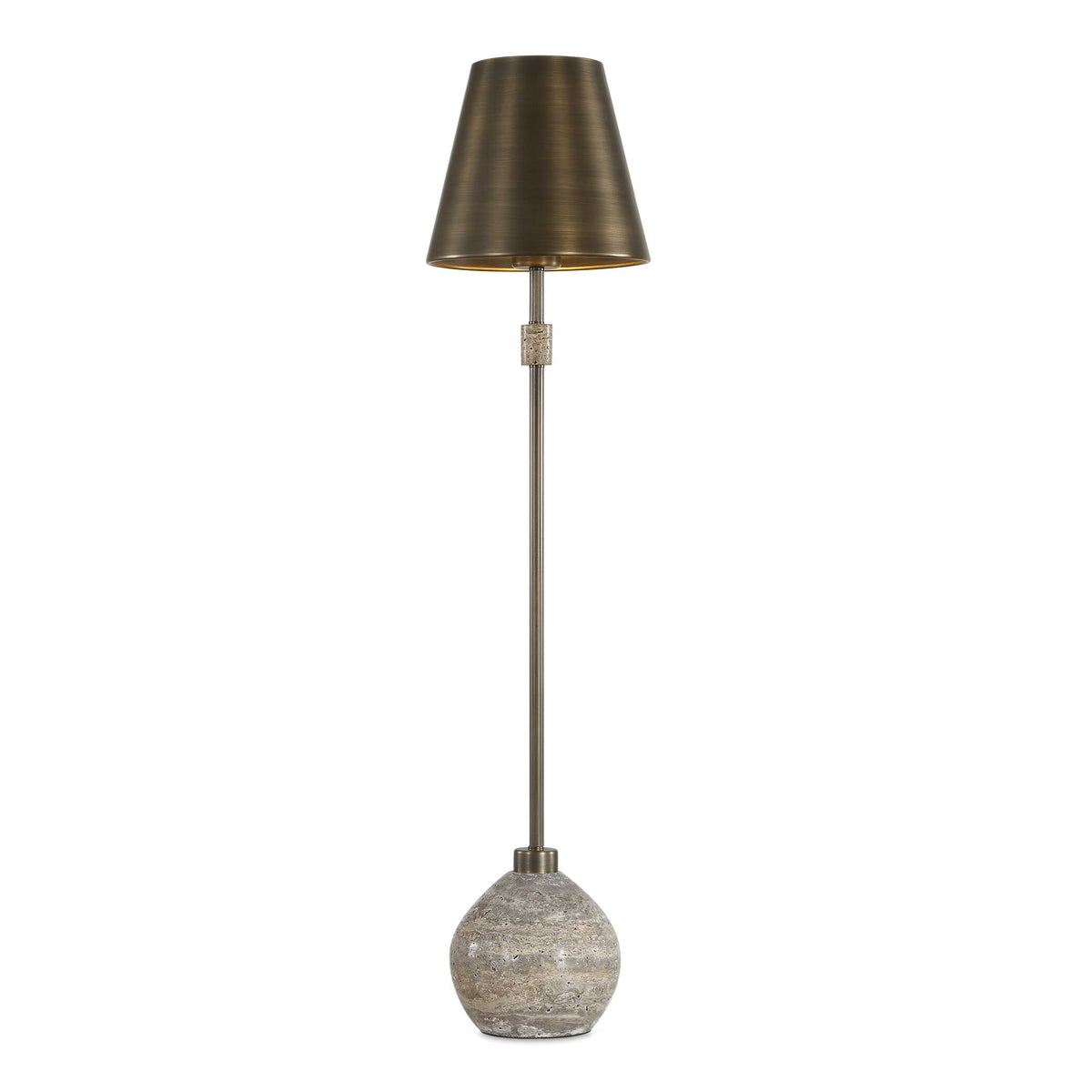 Jaycee Brass/Brown/Gray Dark Travertine Buffet Lamp - Ornate Home