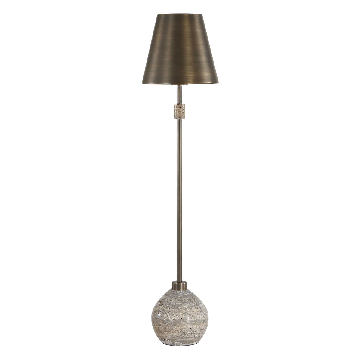 Jaycee Brass/Brown/Gray Dark Travertine Buffet Lamp - Ornate Home